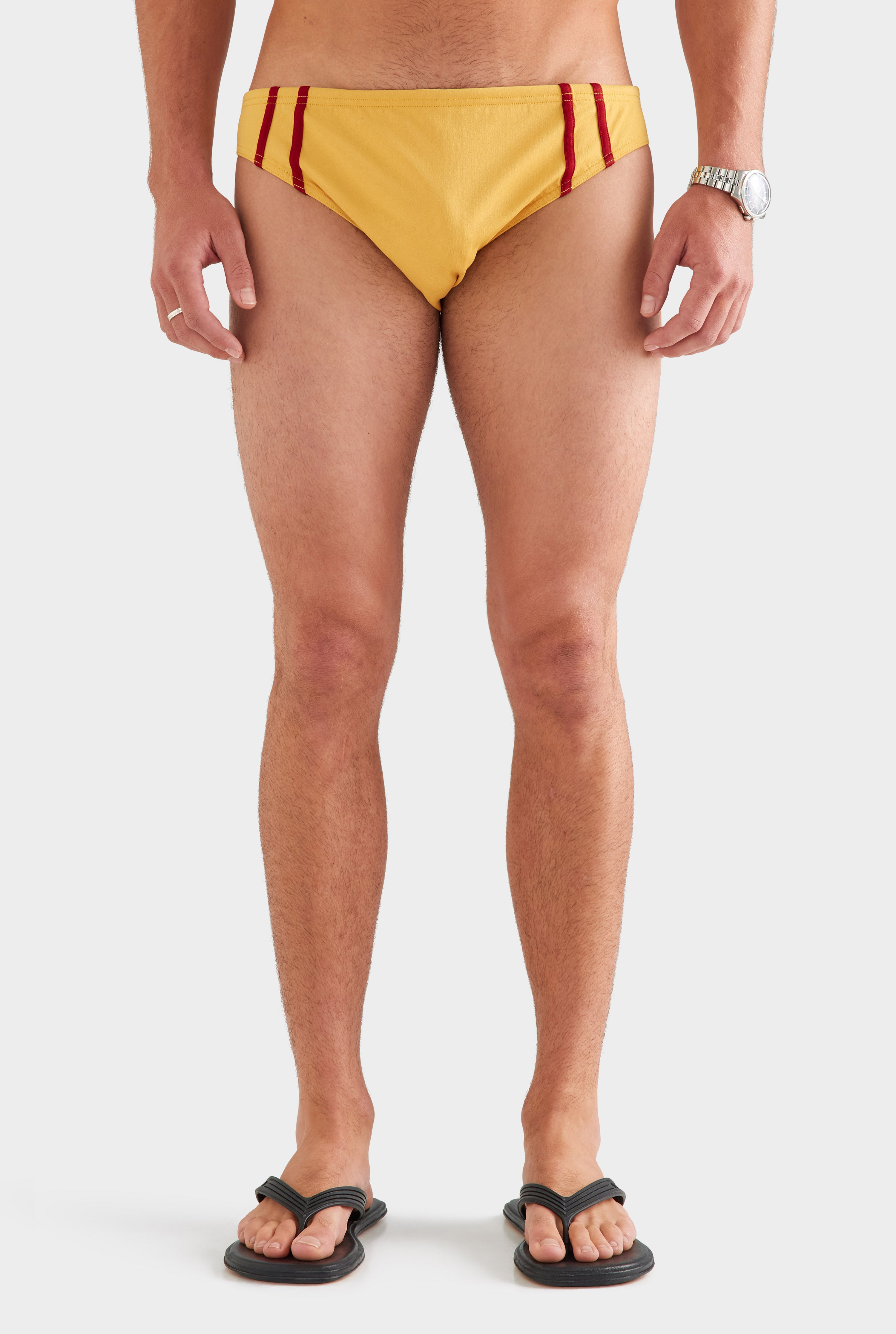 Tape Trim Swim Brief - Ochre/Red