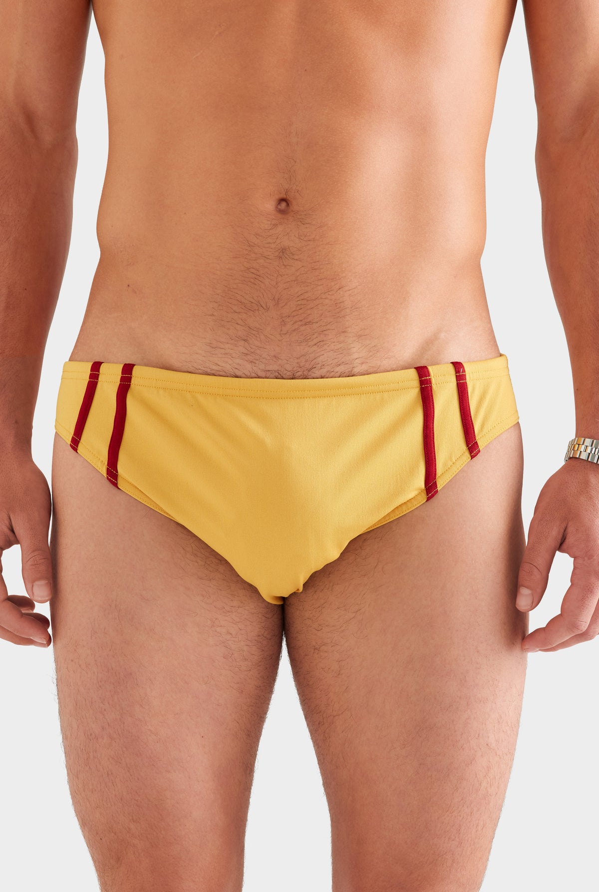 Tape Trim Swim Brief - Ochre/Red
