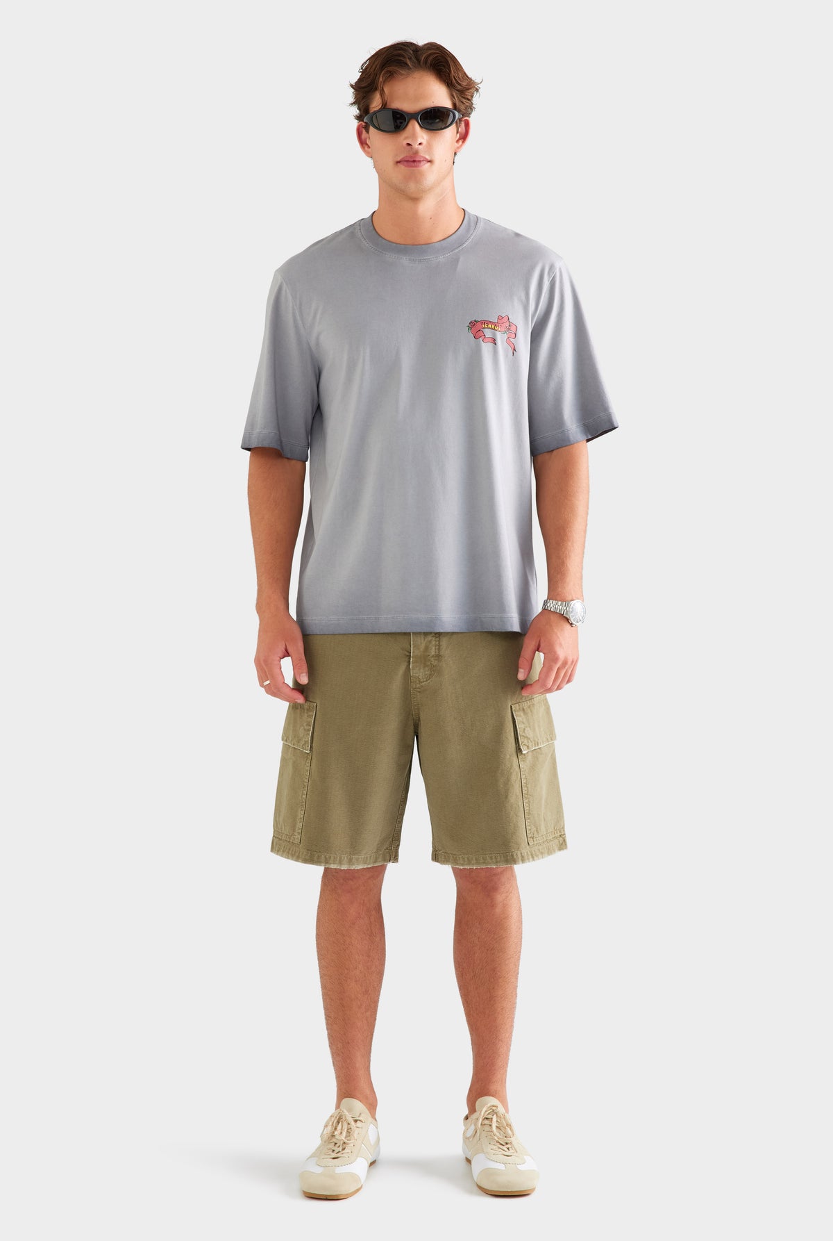 Pigment Dyed Oversized Cotton T Shirt - Washed Grey/Diada de Sant Jordi