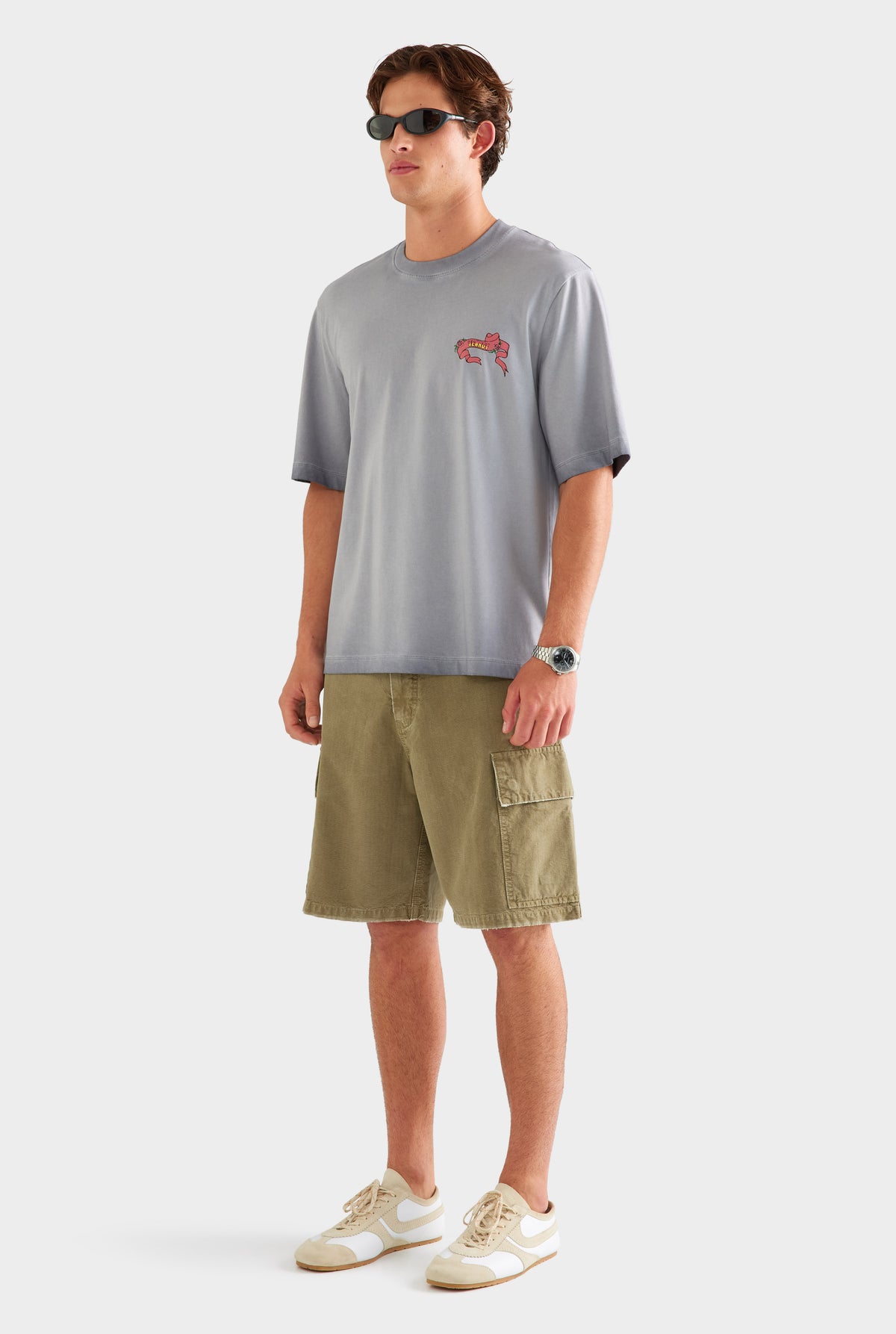 Pigment Dyed Oversized Cotton T Shirt - Washed Grey/Diada de Sant Jordi