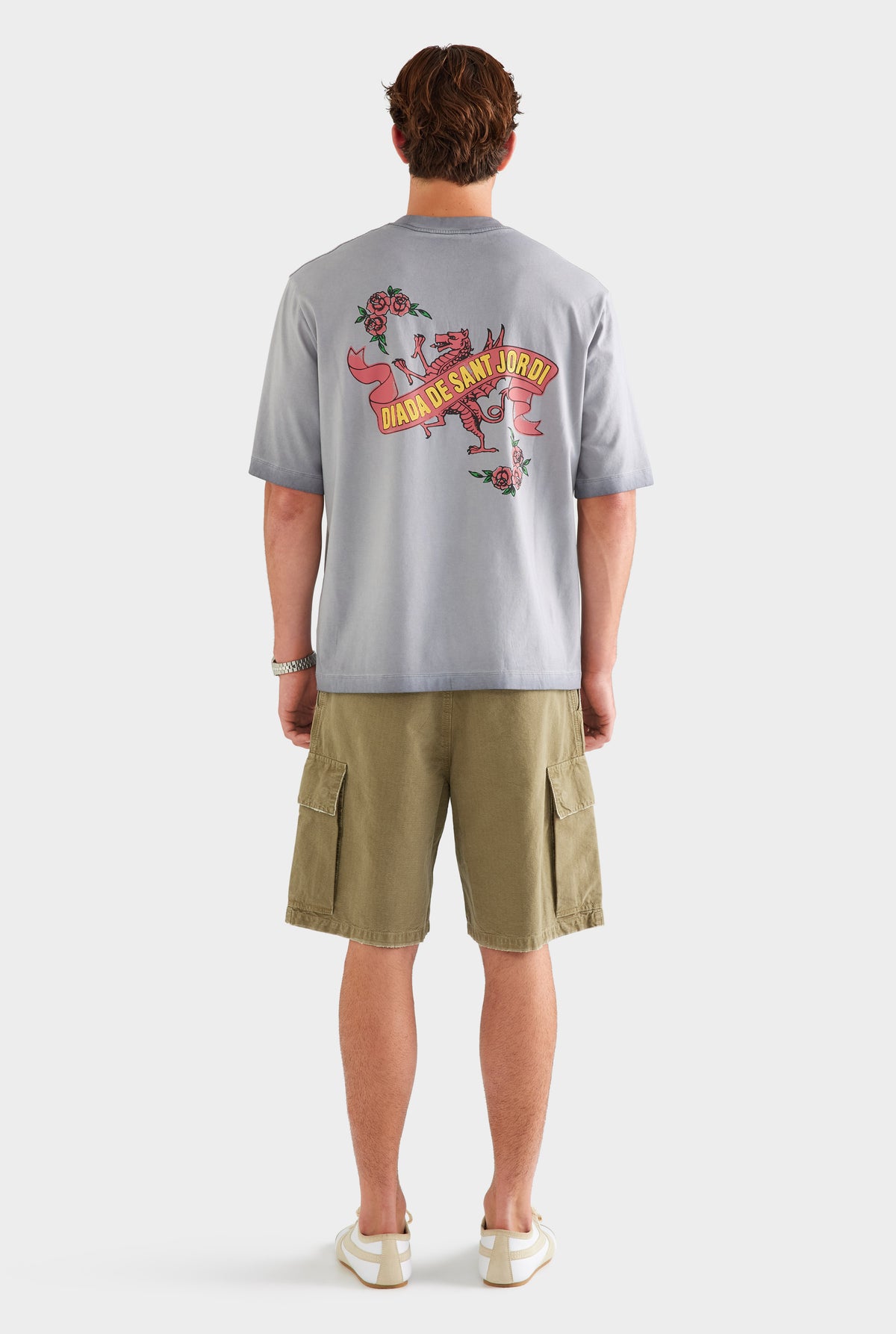 Pigment Dyed Oversized Cotton T Shirt - Washed Grey/Diada de Sant Jordi