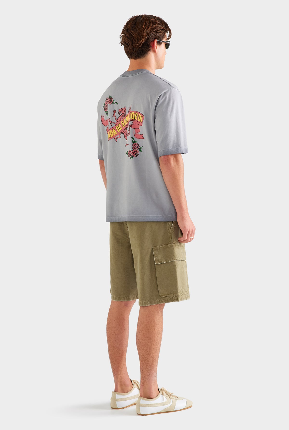 Pigment Dyed Oversized Cotton T Shirt - Washed Grey/Diada de Sant Jordi