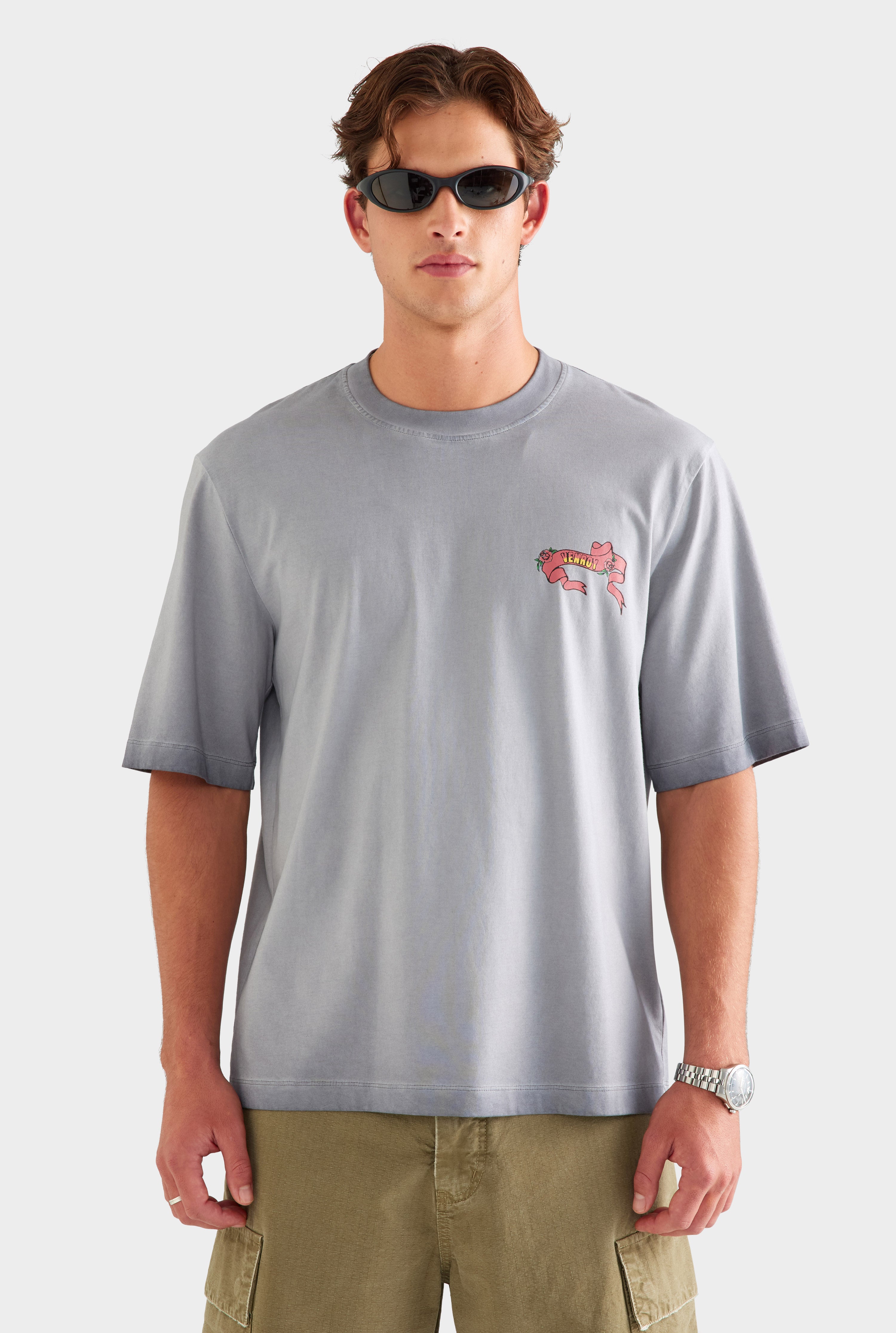 Pigment Dyed Oversized Cotton T Shirt - Washed Grey/Diada de Sant Jordi