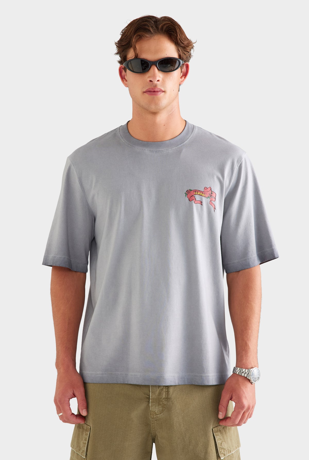 Pigment Dyed Oversized Cotton T Shirt - Washed Grey/Diada de Sant Jordi