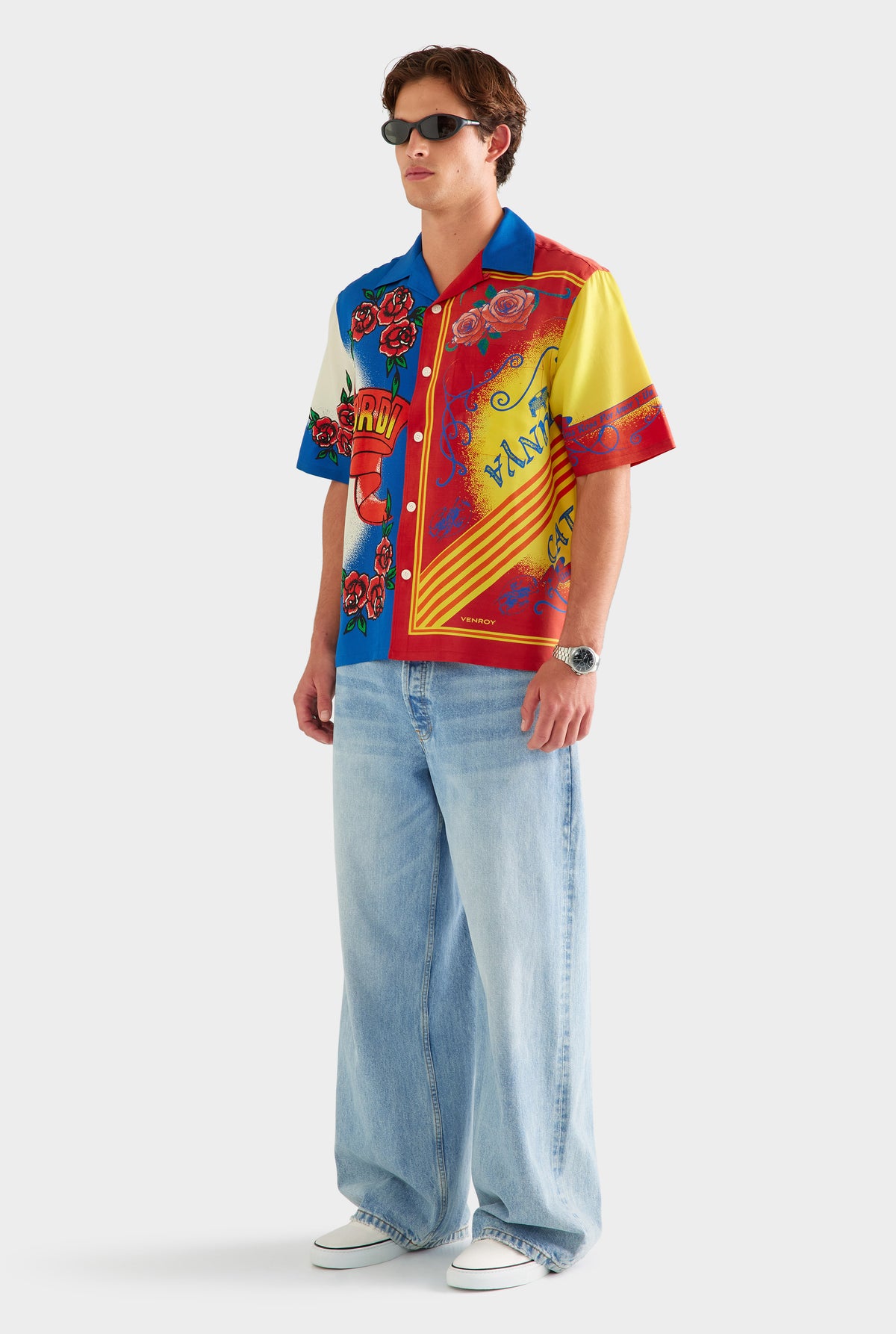 Short Sleeve Wool Silk Camp Collar Shirt - Diada de Sant Jordi
