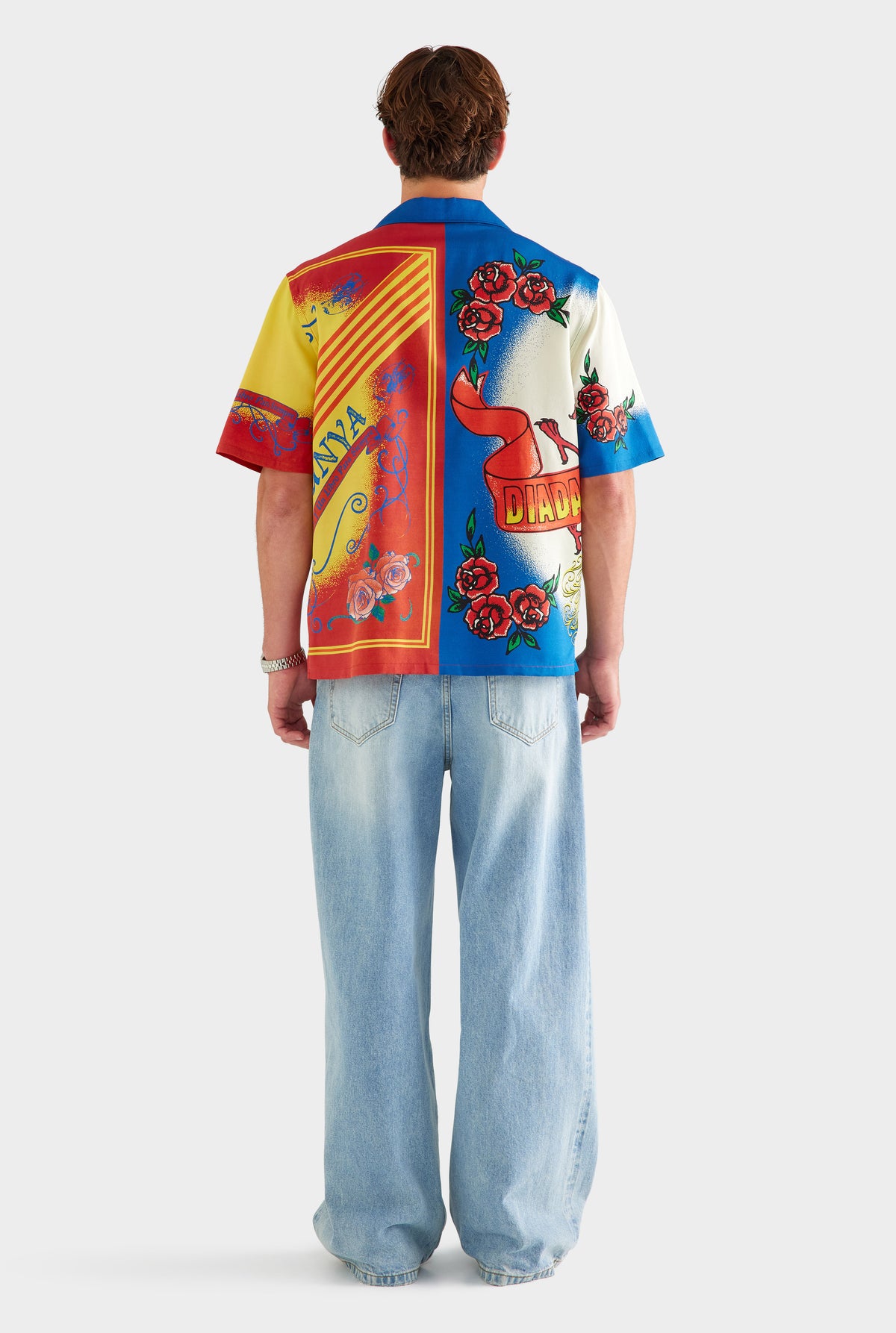 Short Sleeve Wool Silk Camp Collar Shirt - Diada de Sant Jordi