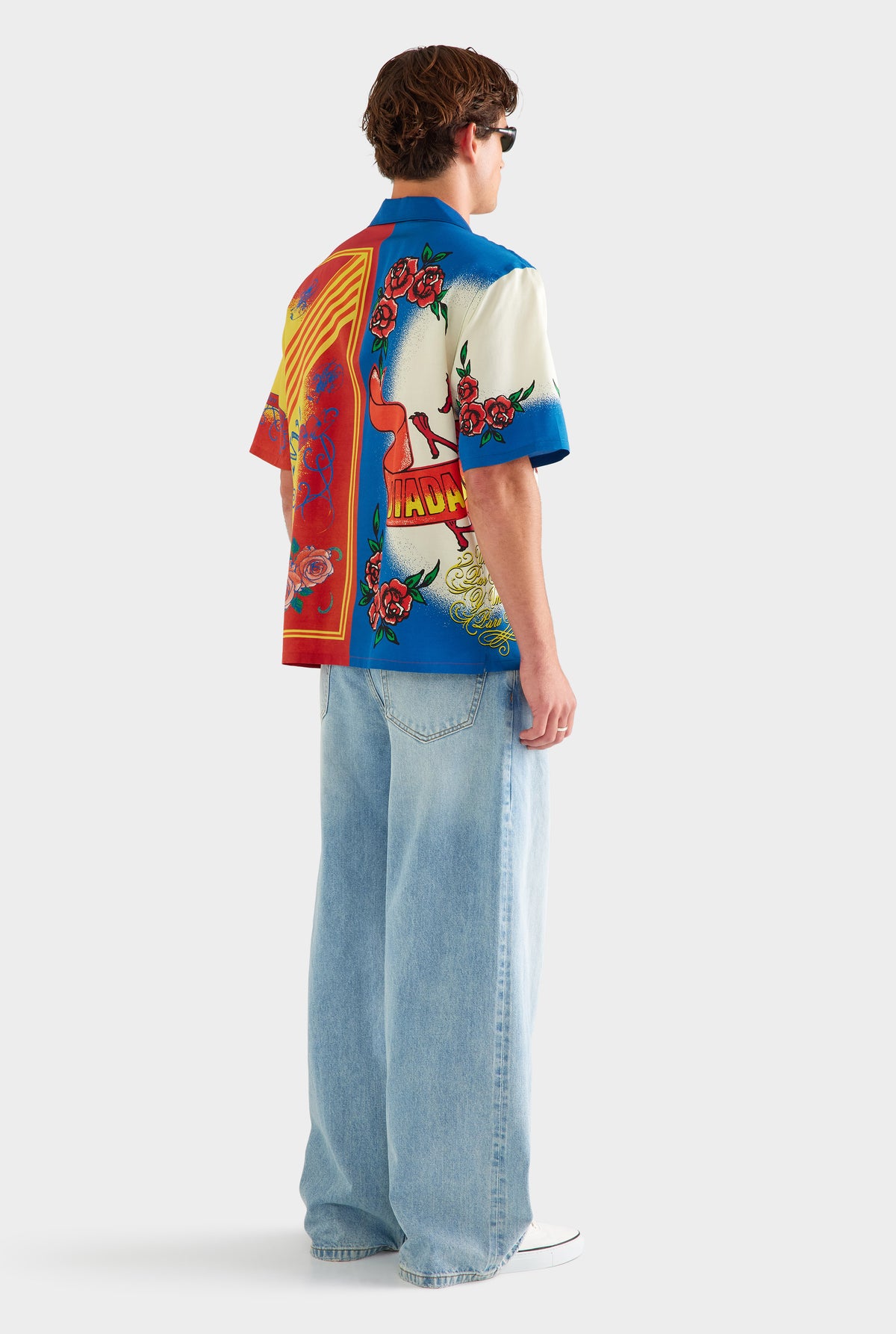 Short Sleeve Wool Silk Camp Collar Shirt - Diada de Sant Jordi