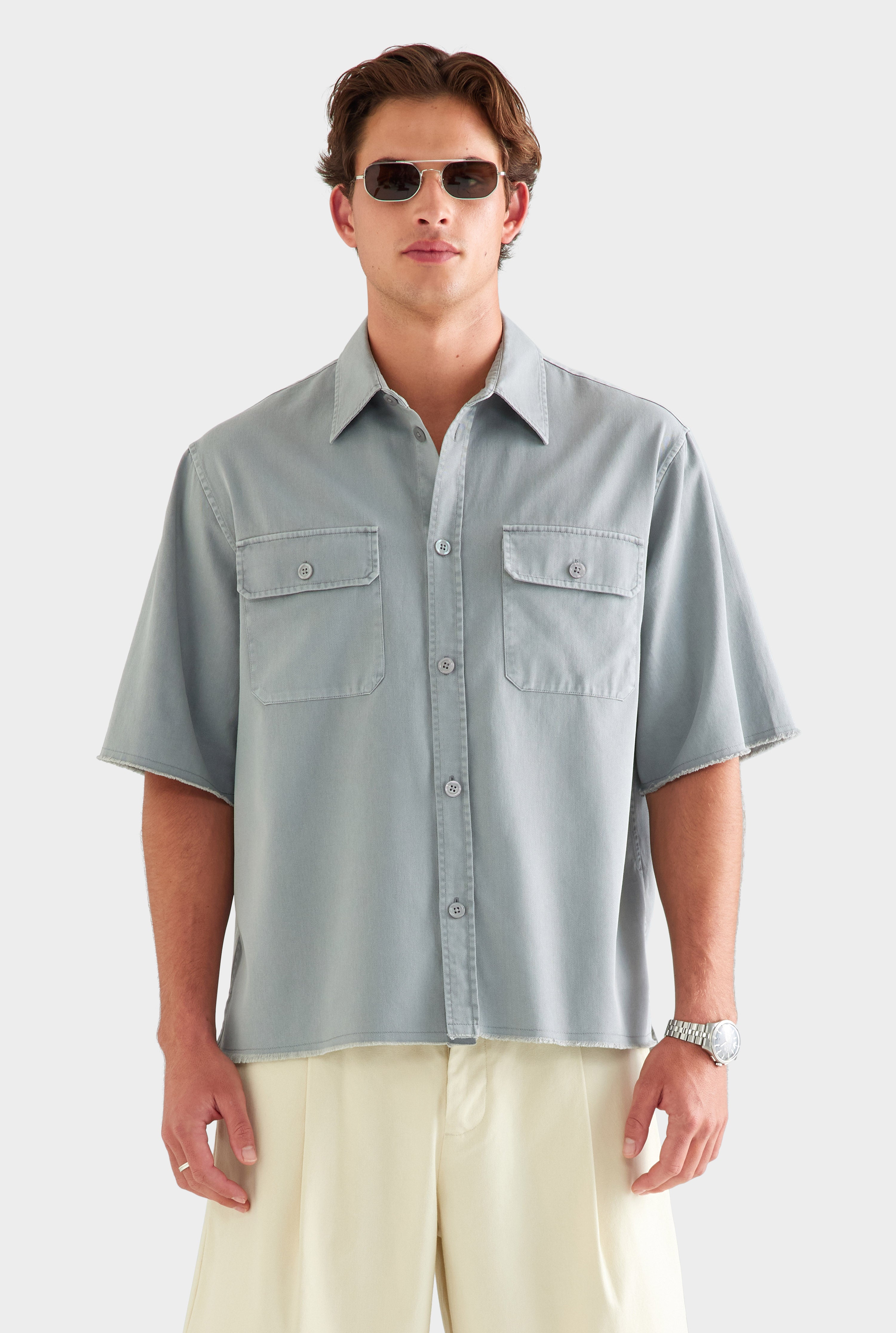 Pigment Dyed Mechanic Shirt - Washed Grey