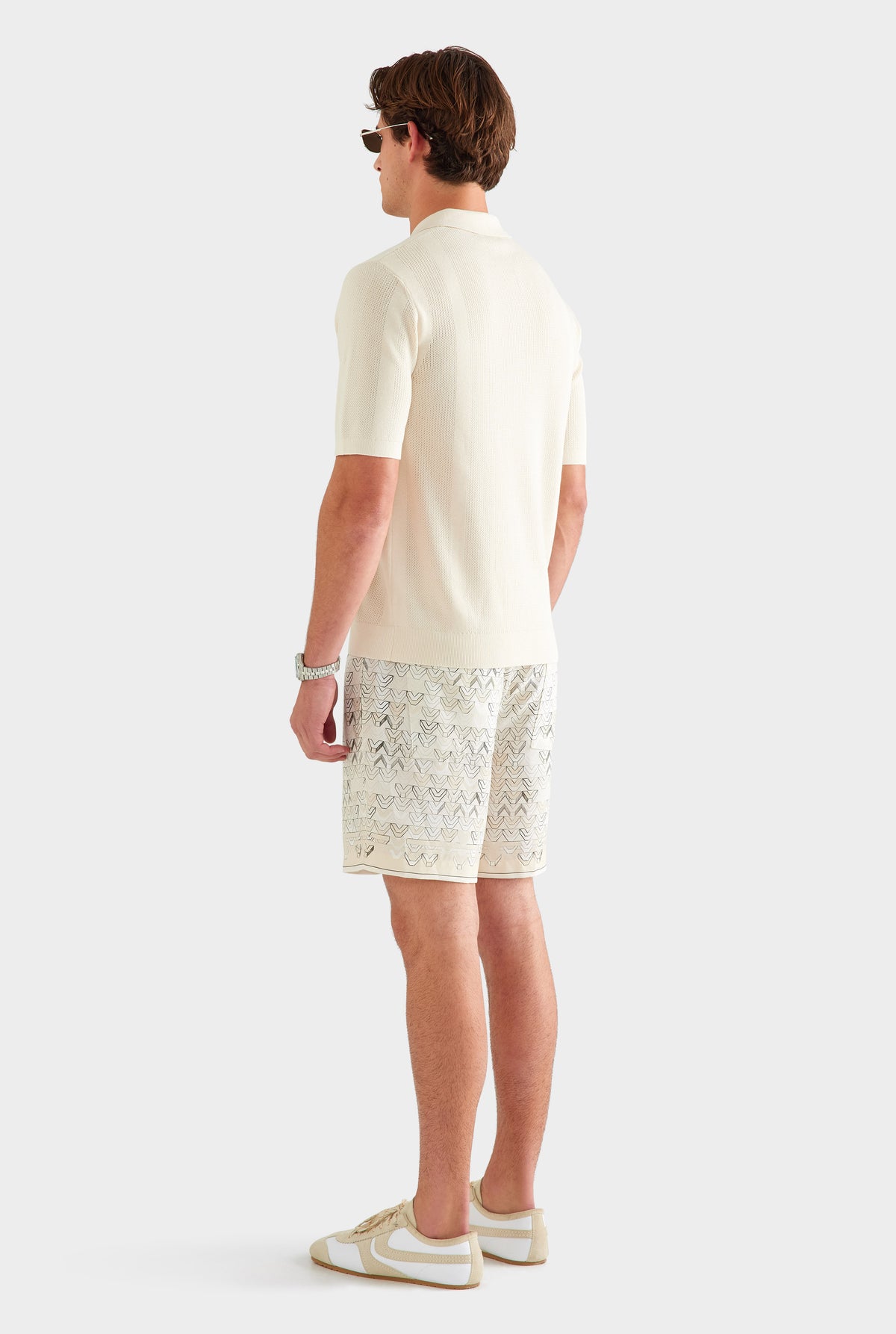 Cotton Pointelle Stripe Polo - Oat