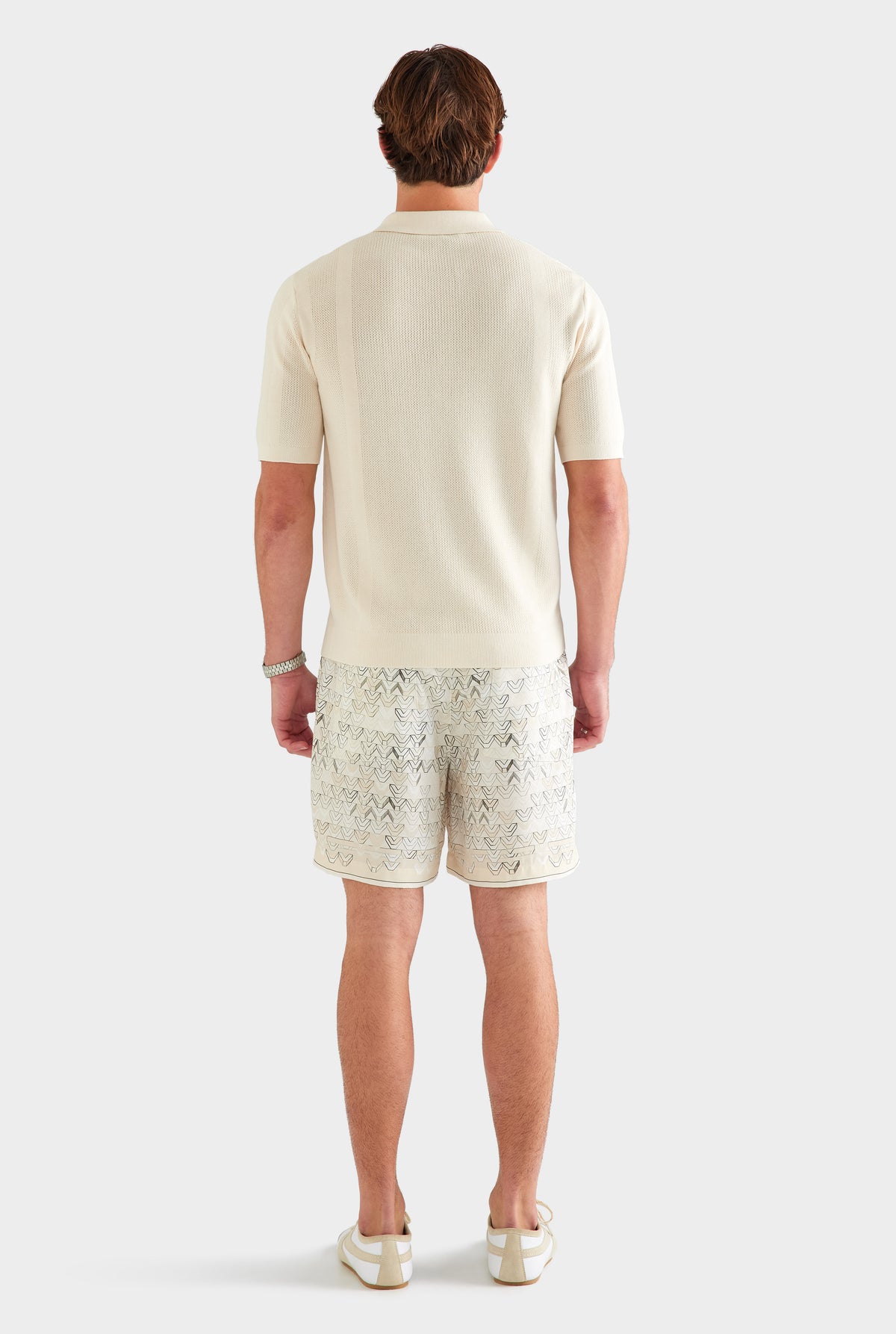 Cotton Pointelle Stripe Polo - Oat