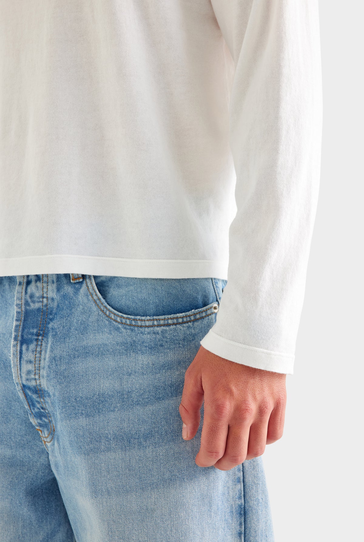 Long Sleeve Lightweight Knitted Henley - Off White