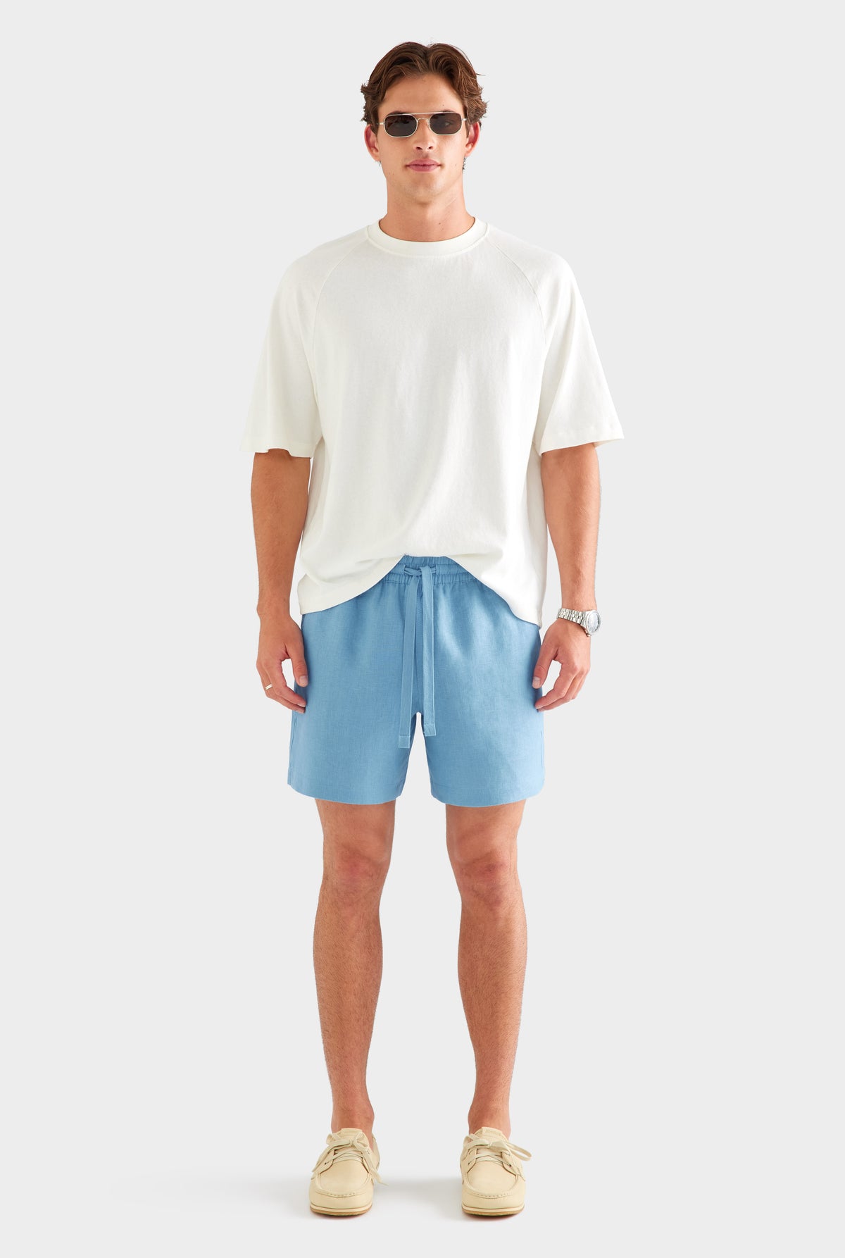 Linen Lounge Short - Ocean Blue