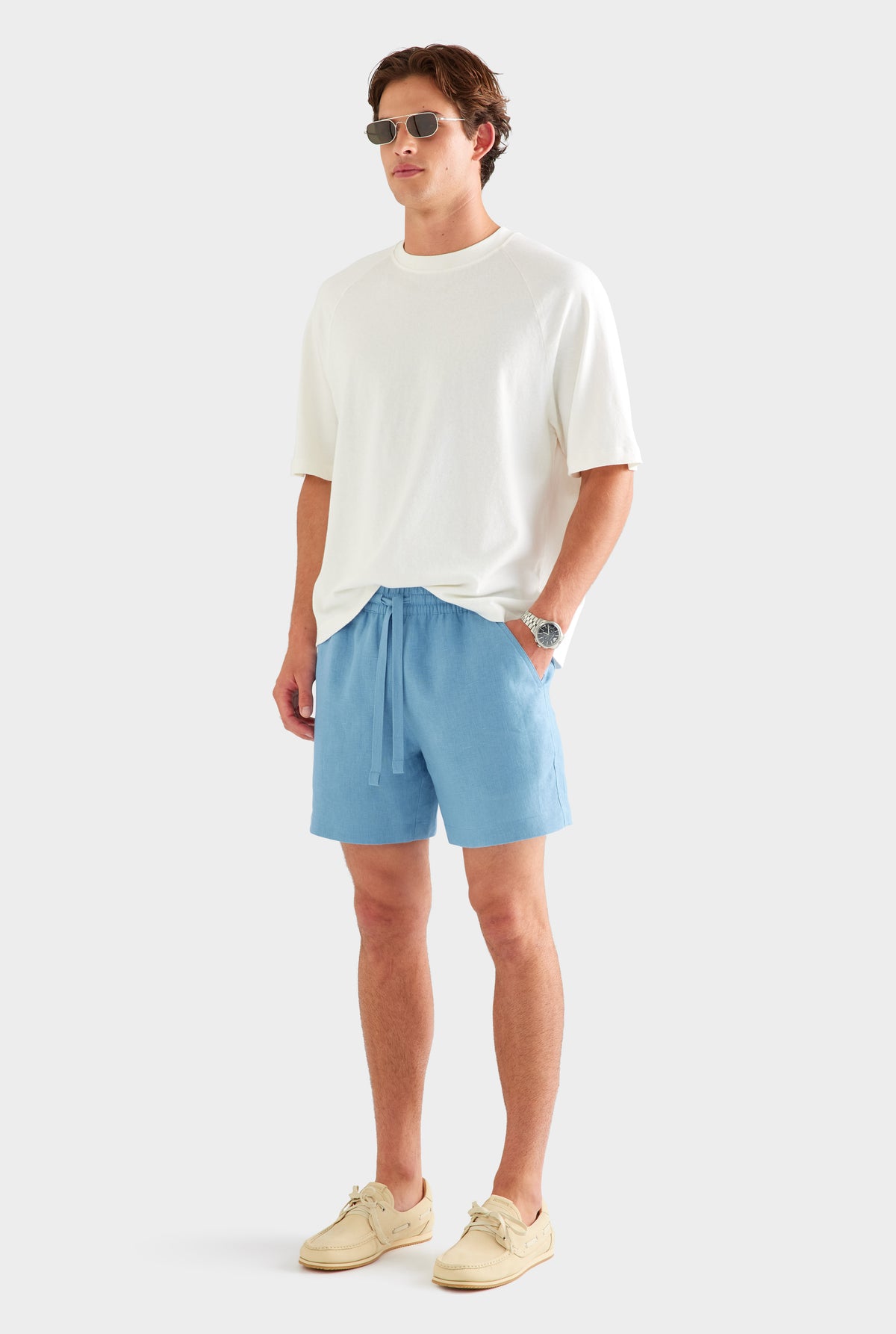Linen Lounge Short - Ocean Blue