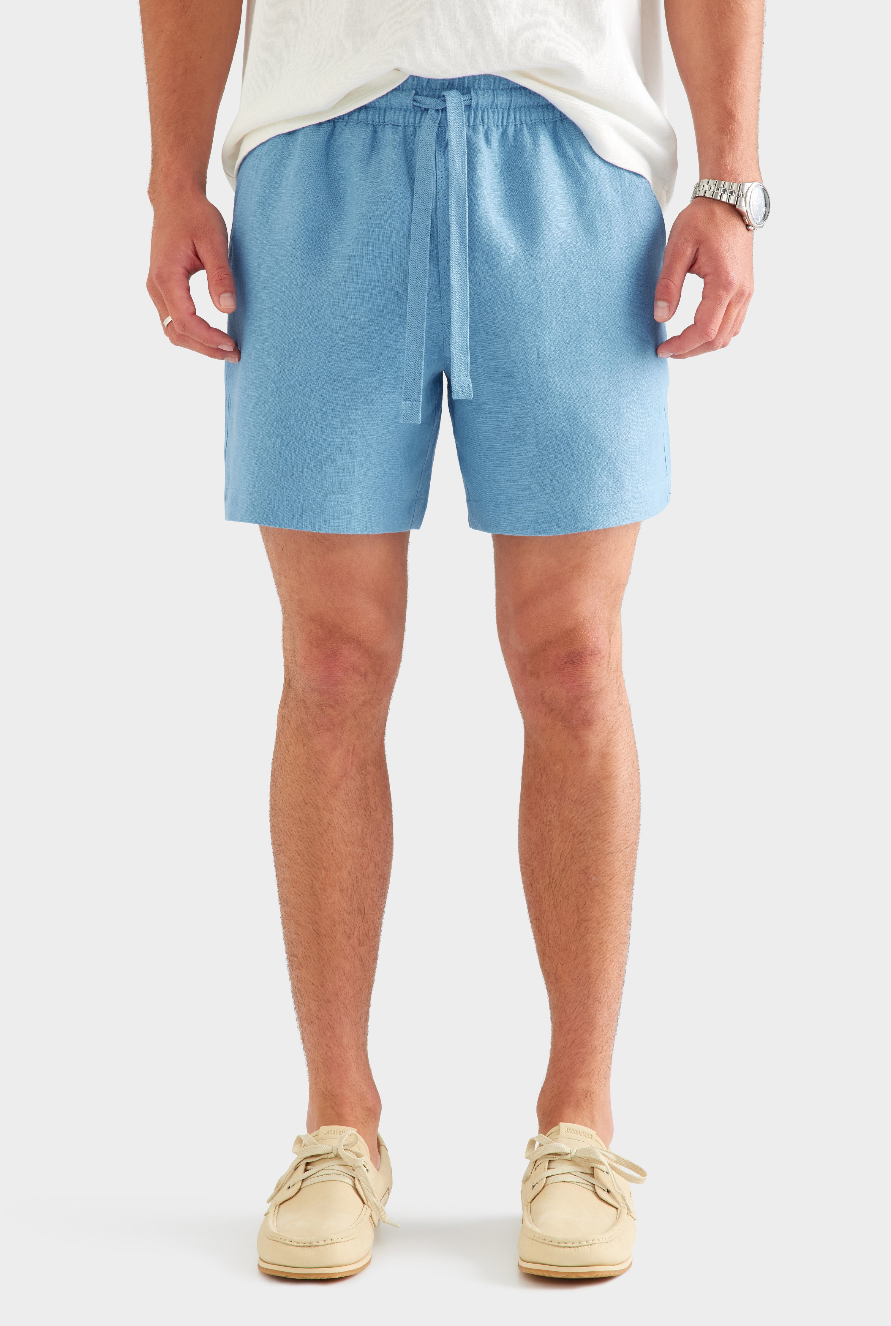 Linen Lounge Short - Ocean Blue