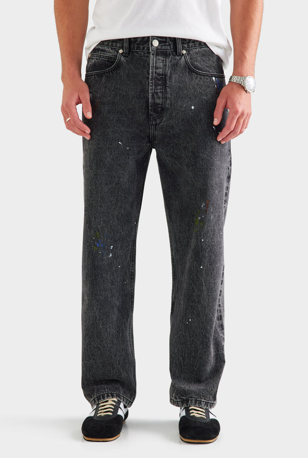 Straight Leg Denim Jean - Black Paint