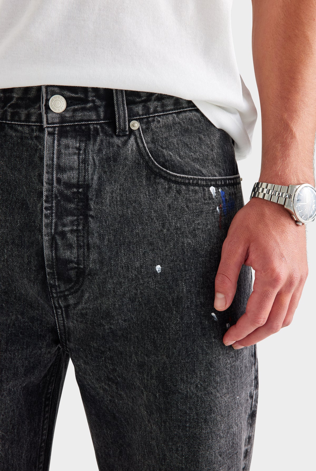 Straight Leg Denim Jean - Black Paint