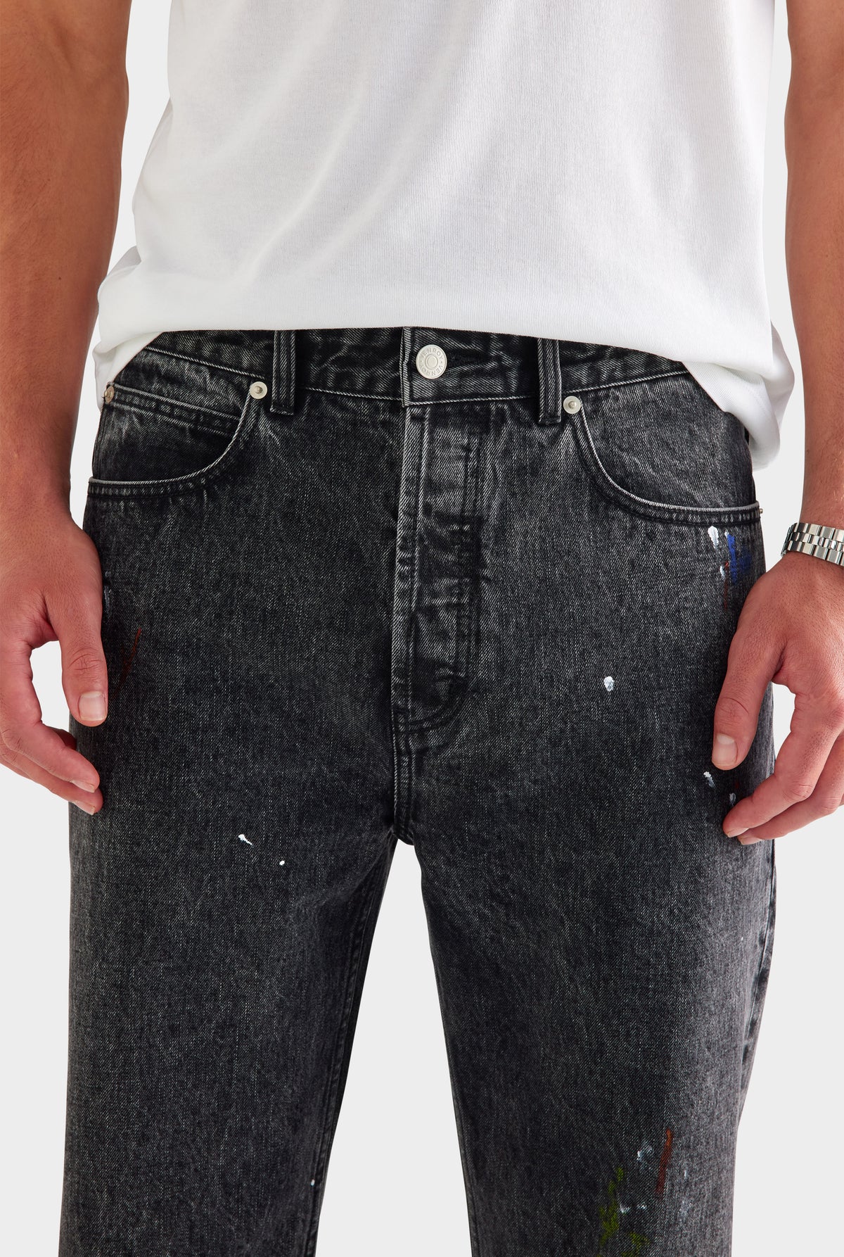 Straight Leg Denim Jean - Black Paint
