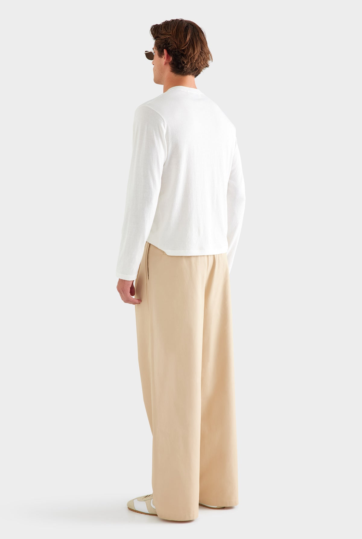 Cotton Twill Wide Leg Pant - Warm Stone