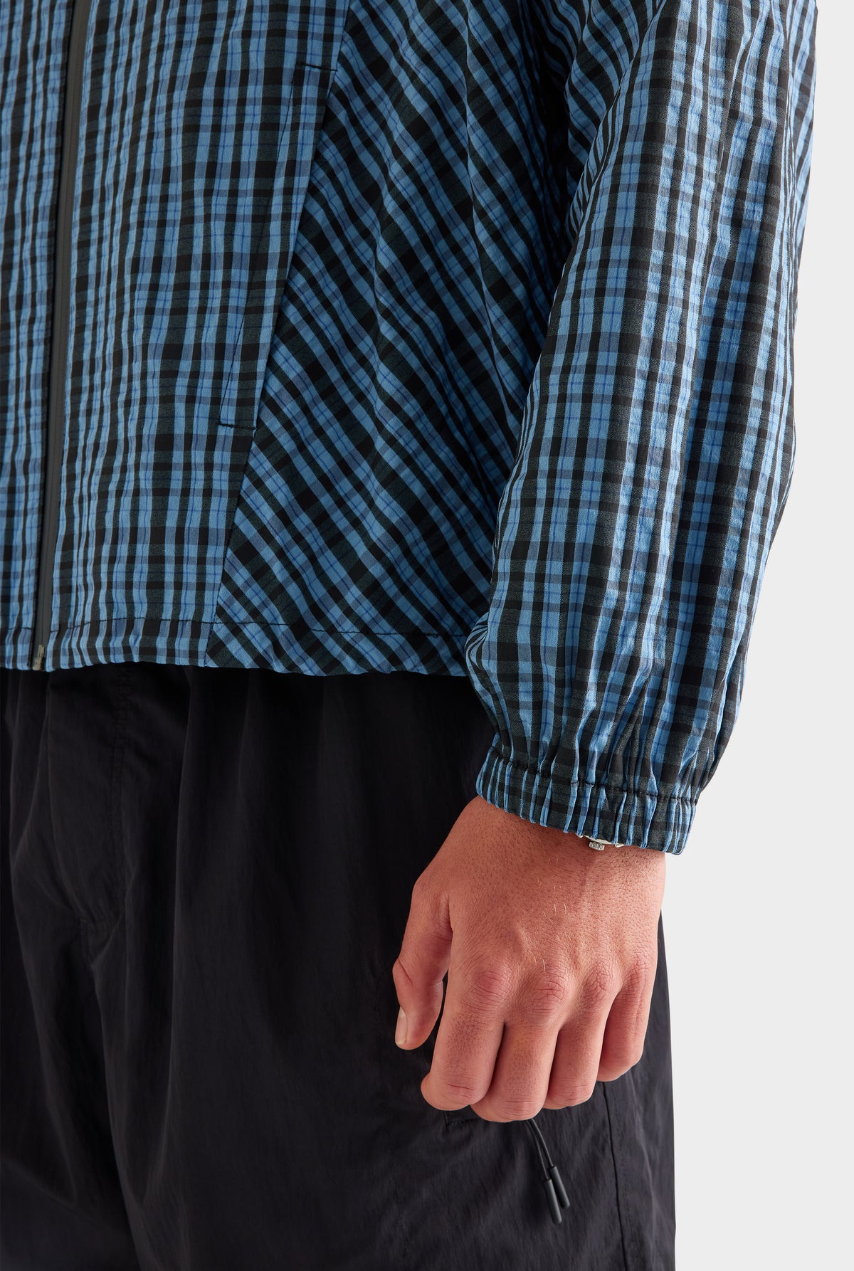 Check Hooded Windbreaker - Blue Check