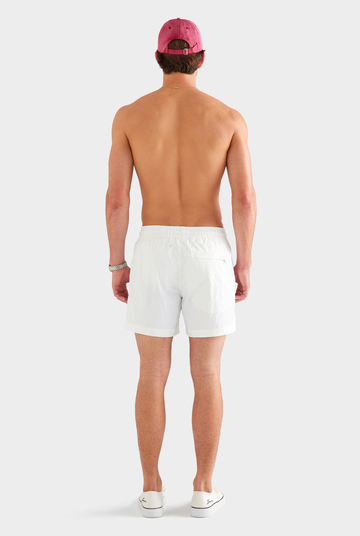 Nylon Swim Short - White/Travel Stickers [[SU26 - MENS - D2 - 31012 - Nylon Swim Short - White-Travel Stickers_0303.jpg]]
