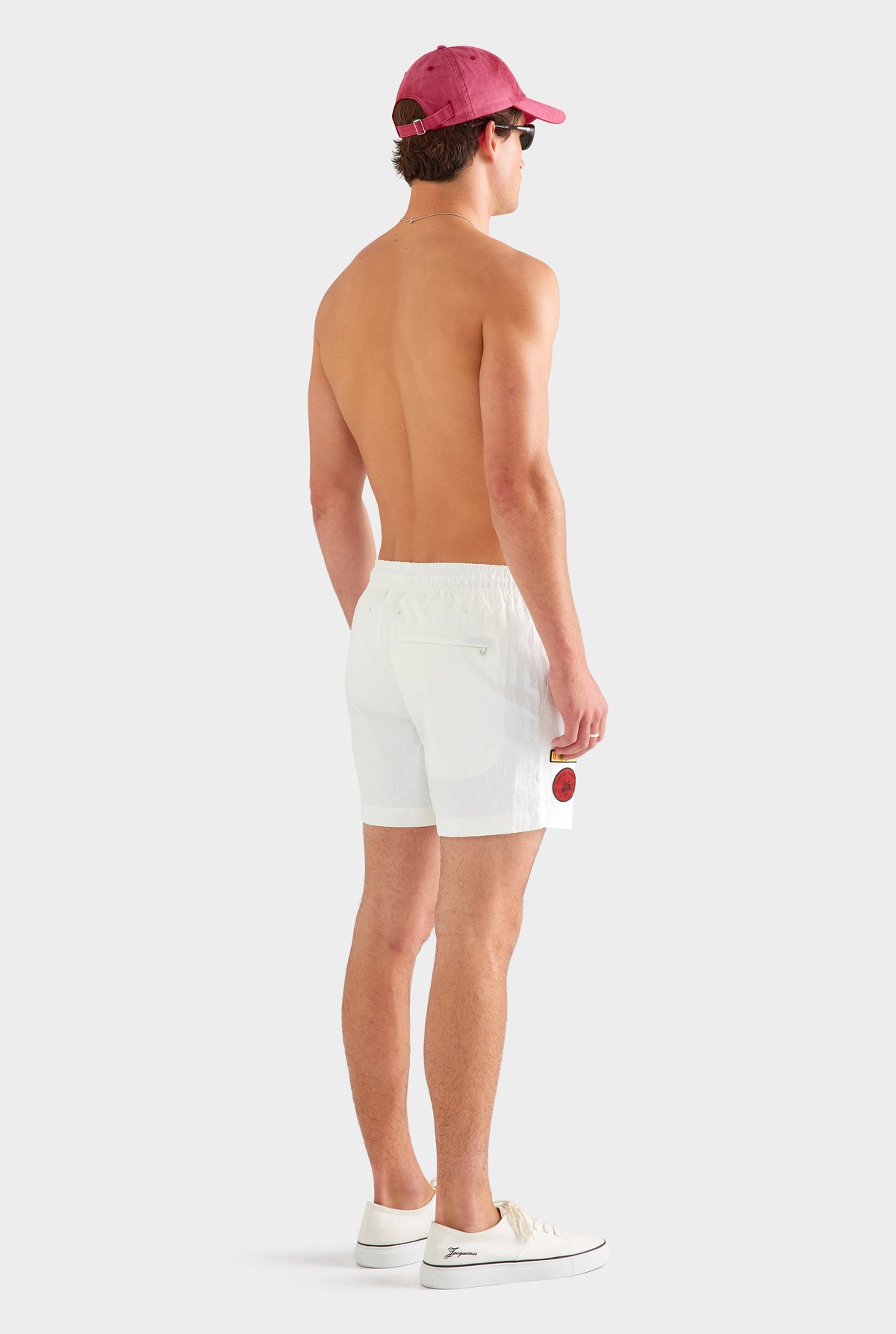 Nylon Swim Short - White/Travel Stickers [[SU26 - MENS - D2 - 31012 - Nylon Swim Short - White-Travel Stickers_0304.jpg]]