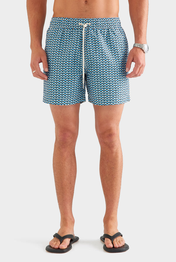 Printed Swim Short - Ocean Blue/Cacao V Monogram [[SU26 - MENS - D2 - 31012 - Printed Swim Short - Ocean Blue-Cacao V Monogram_0218.jpg]]