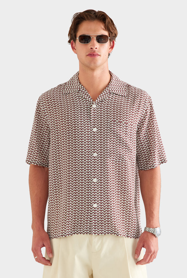 Short Sleeve Silk Camp Collar Shirt - Red/Washed Grey/Cream V Monogram [[SU26 - MENS - D2 - 32130 - SS Silk Camp Collar Shirt - Red-Washed Grey-Cream V Monogram_0058.jpg]]