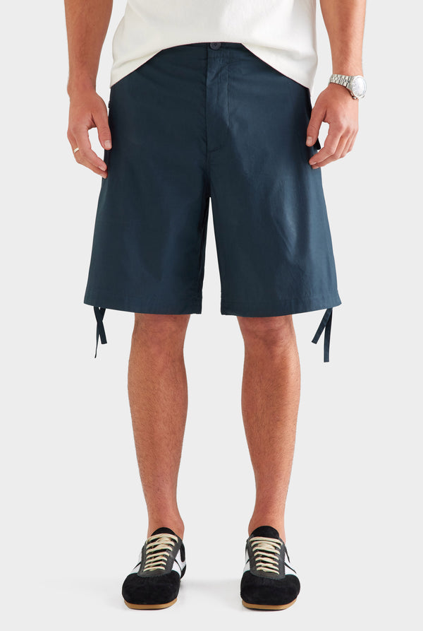 Cotton Poplin Parachute Short - Navy/Grey Marl/White [[SU26 - MENS - D2 - 32163 - Contrast Cotton Linen Tee - White-Sangria - 34077 - Cotton Poplin Parachute Short - Navy-Grey Marl-White_0686.jpg]]