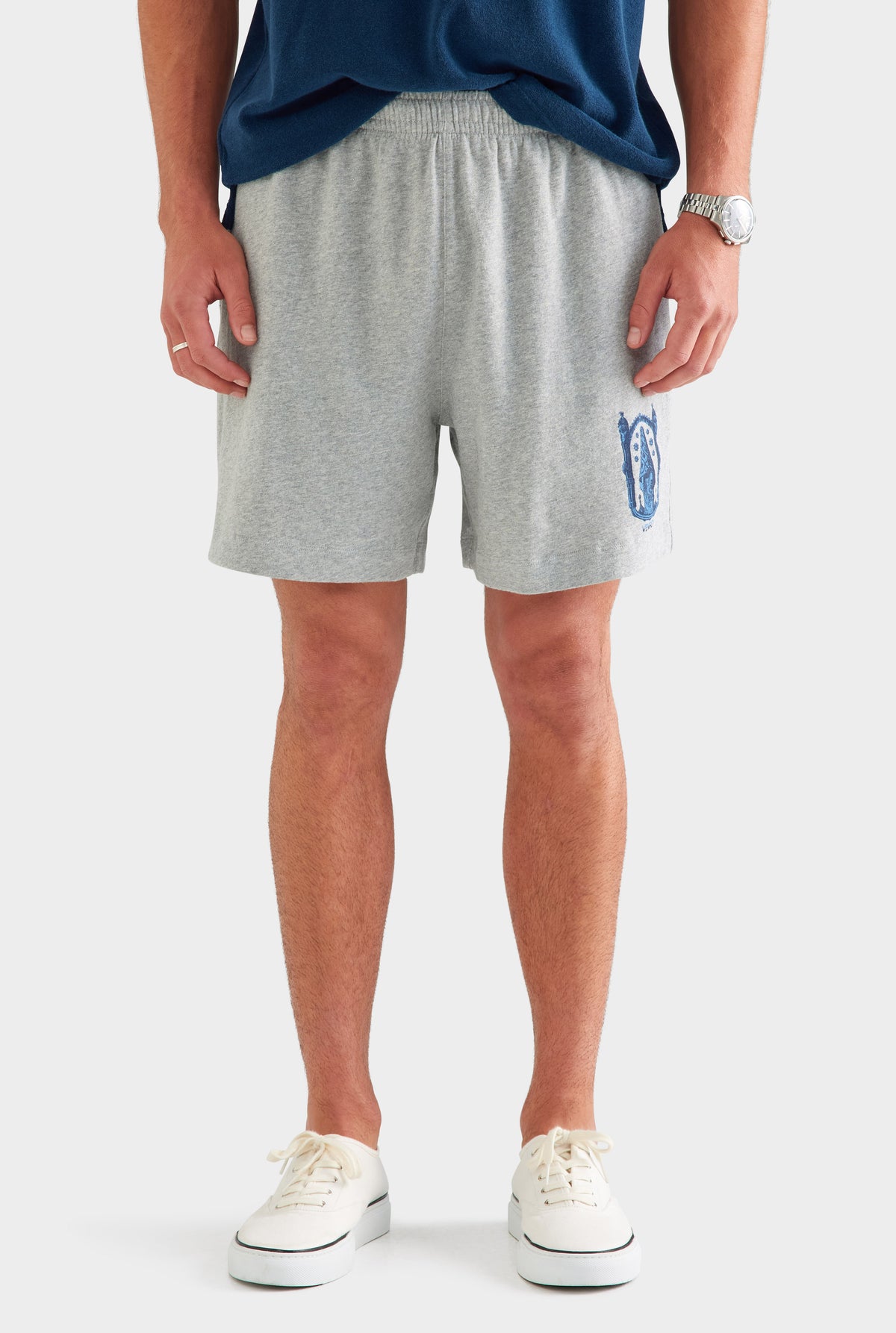 Lightweight Jersey Track Short - Grey Marl/Gaudi Chimney [[SU26 - MENS - D2 - 32170 - Terry Polo - Navy - SU26 - MENS - D2 - Lightweight Jersey Track Short - Grey Marl-Gaudi Chimney_0617.jpg]]
