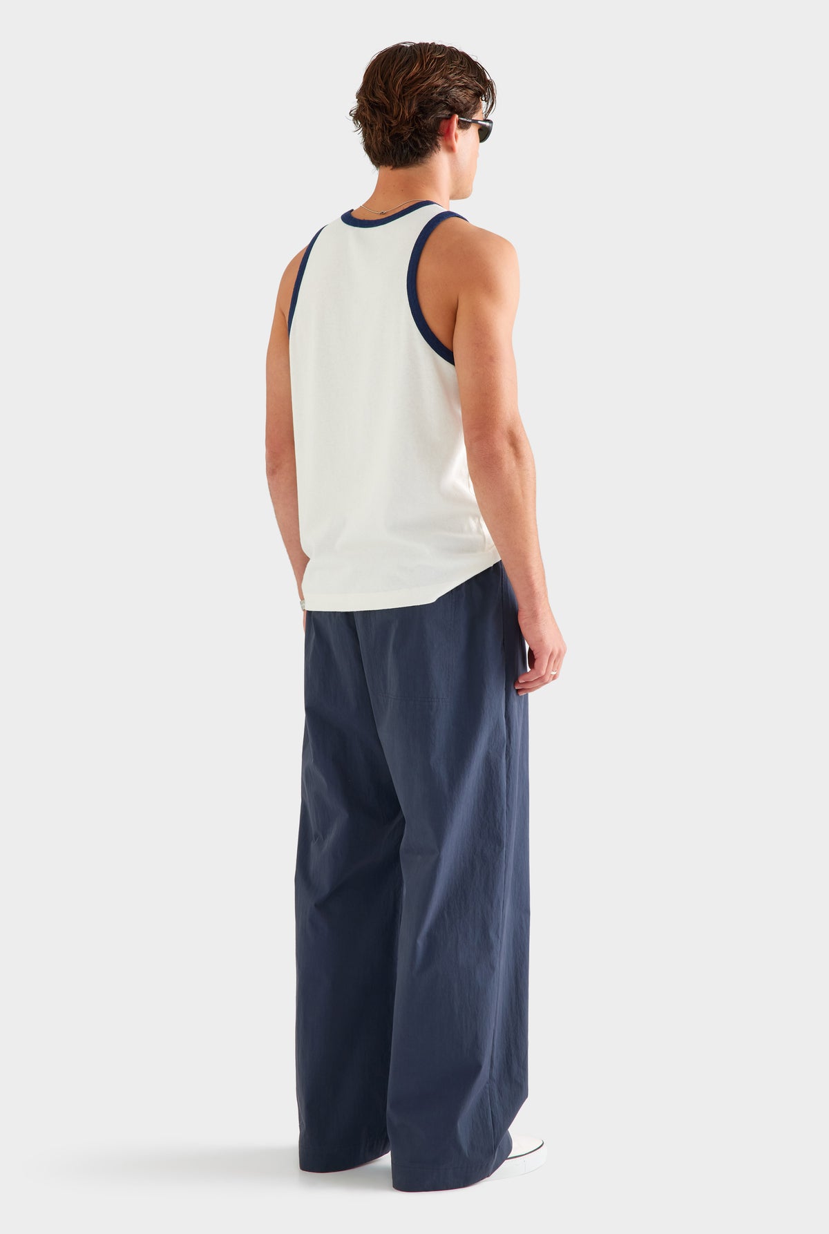 Cotton Twill Elasticated Baggy Pant - Navy