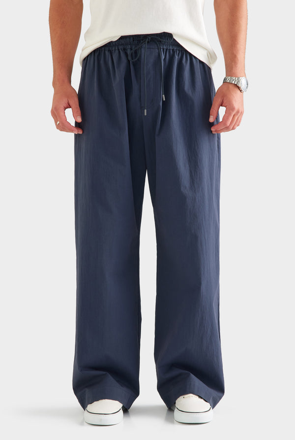 Cotton Twill Elasticated Baggy Pant - Navy