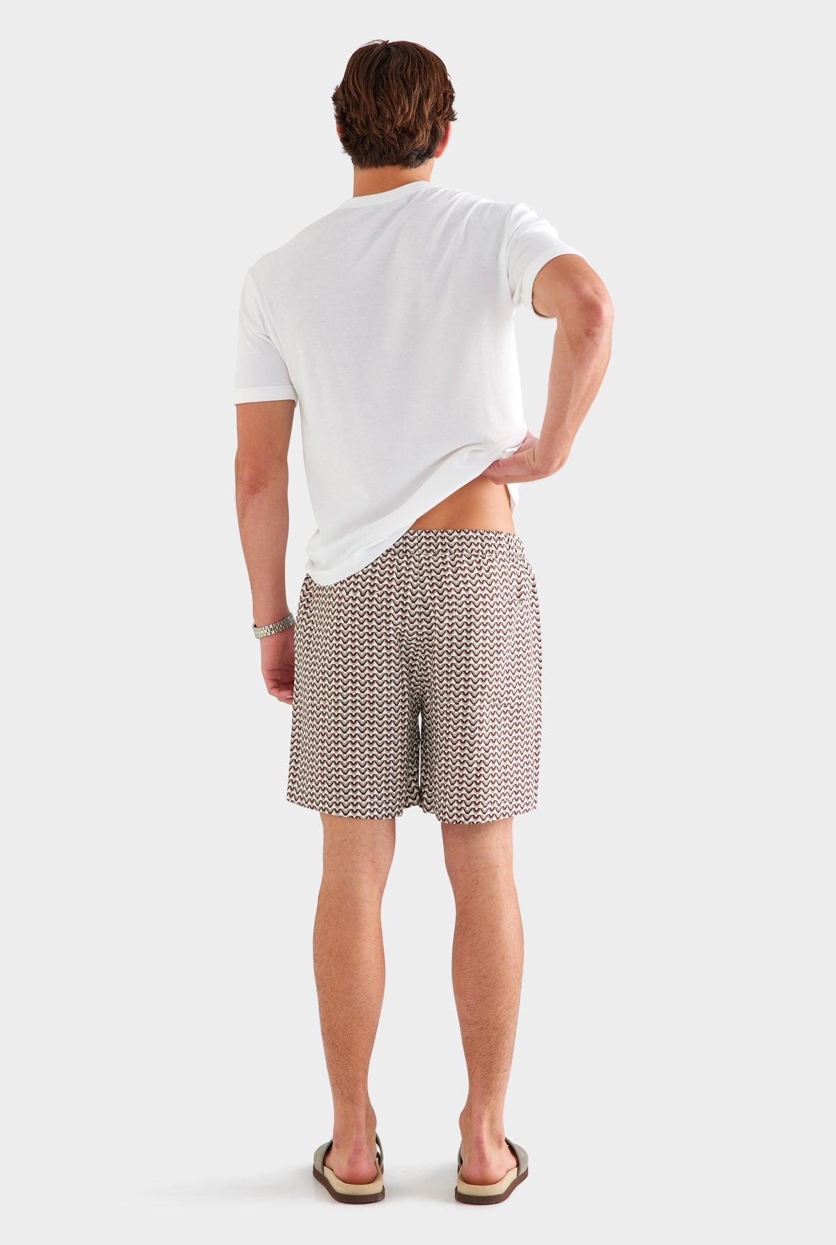 Relaxed Tencel Short - Red/Washed Grey/Cream V Monogram [[SU26 - MENS - D2 - 34038 - Relaxed Tencel Short - Red Washed Grey Cream V Monogram (4).jpg]]