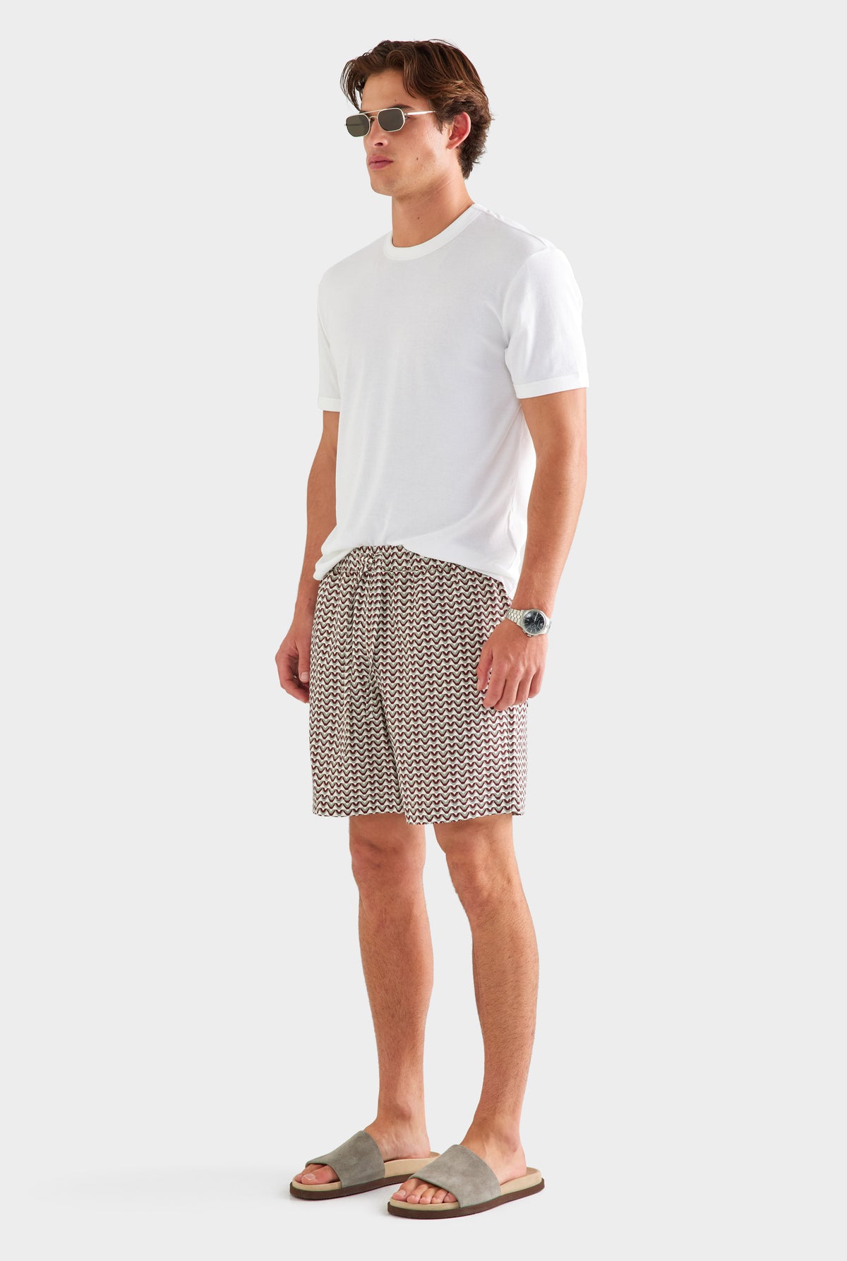 Relaxed Tencel Short - Red/Washed Grey/Cream V Monogram [[SU26 - MENS - D2 - 34038 - Relaxed Tencel Short - Red Washed Grey Cream V Monogram (6).jpg]]