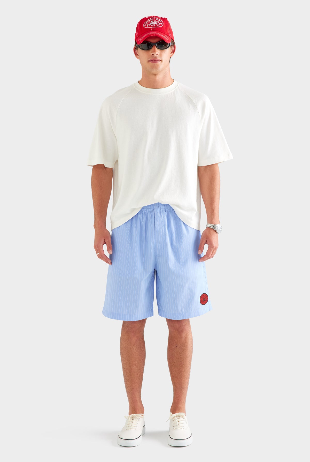 Longline Stripe Boxer Short - Blue/White Stripe [[SU26 - MENS - D2 - 34080 - Longline Strip Boxer Short - Blue:White Stripe_0166.jpg]]