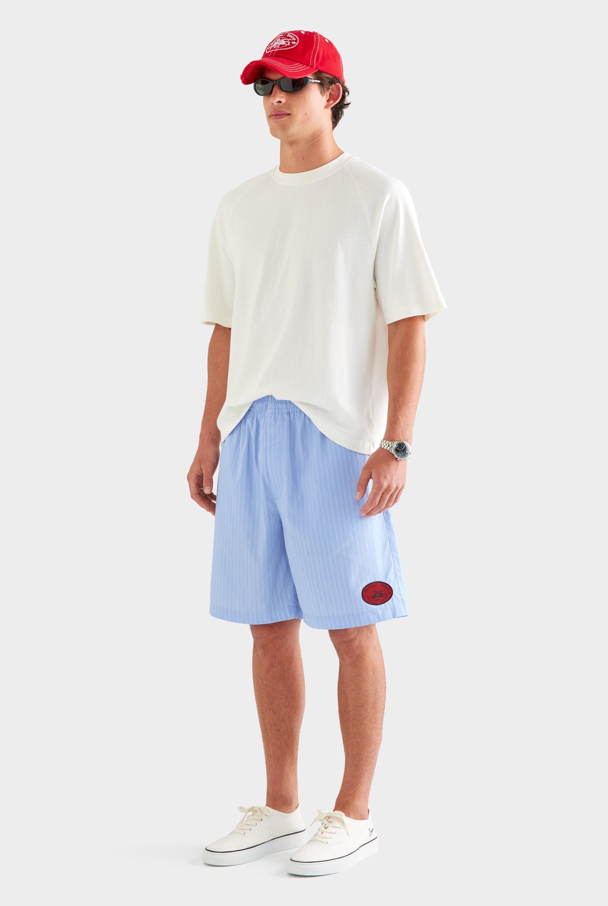 Longline Stripe Boxer Short - Blue/White Stripe [[SU26 - MENS - D2 - 34080 - Longline Strip Boxer Short - Blue:White Stripe_0167.jpg]]