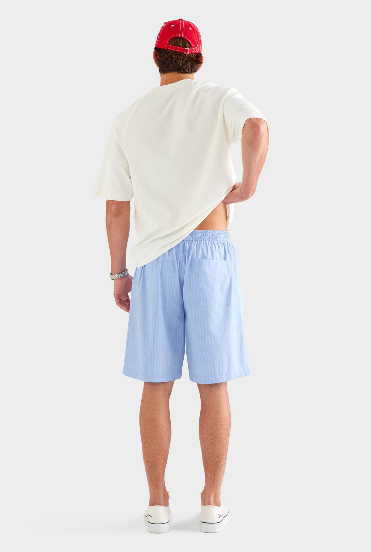 Longline Stripe Boxer Short - Blue/White Stripe [[SU26 - MENS - D2 - 34080 - Longline Strip Boxer Short - Blue:White Stripe_0170.jpg]]