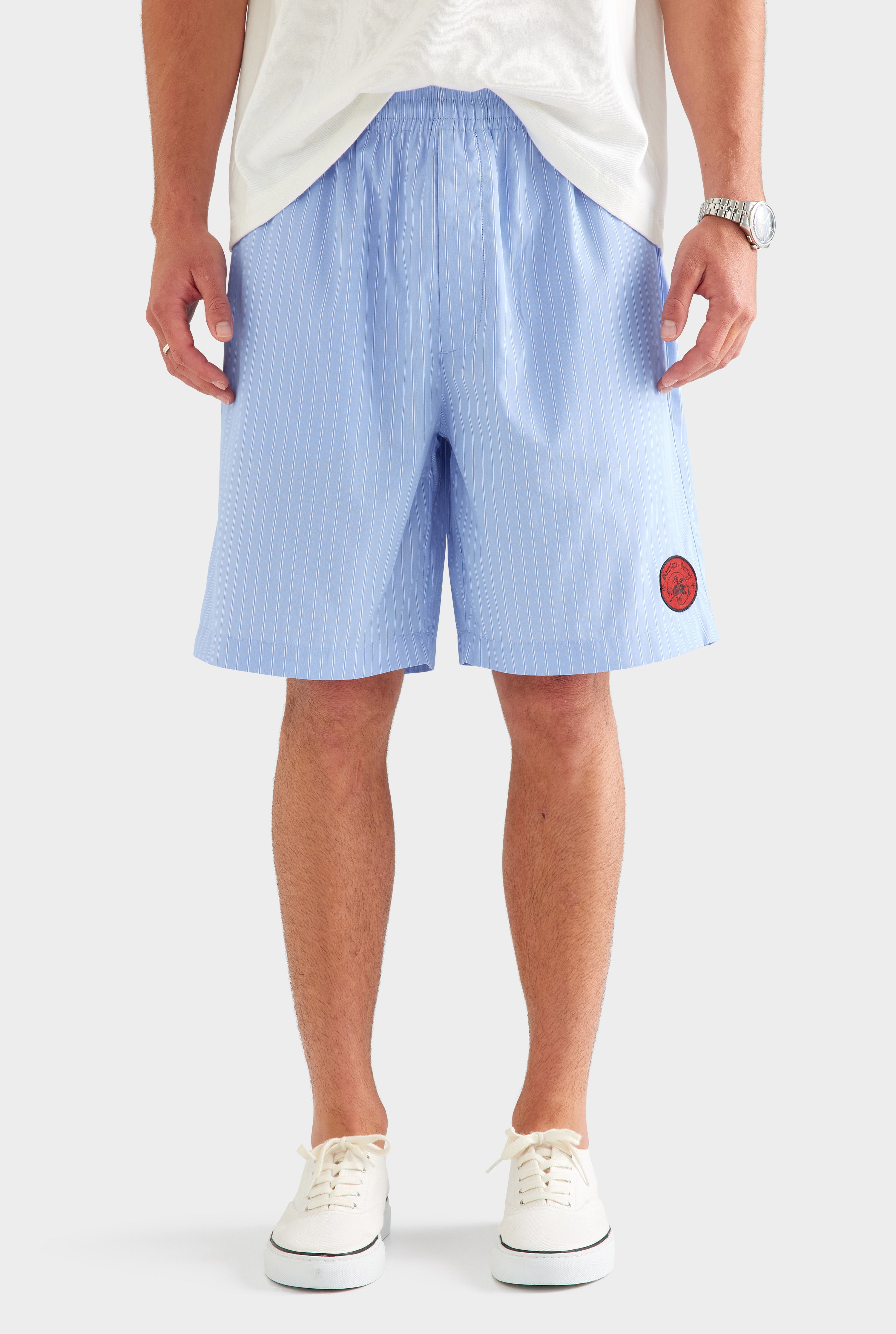Longline Stripe Boxer Short - Blue/White Stripe [[SU26 - MENS - D2 - 34080 - Longline Strip Boxer Short - Blue:White Stripe_0172.jpg]]