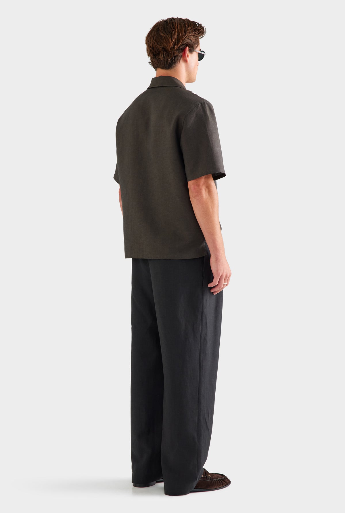 Wool Linen Relaxed Pant - Black [[SU26 - MENS - D3 - 32134 - Wool Linen Camp Collar Shirt - Cacao - 35075 - Wool Linen Relaxed Pant - Black_0717.jpg]]