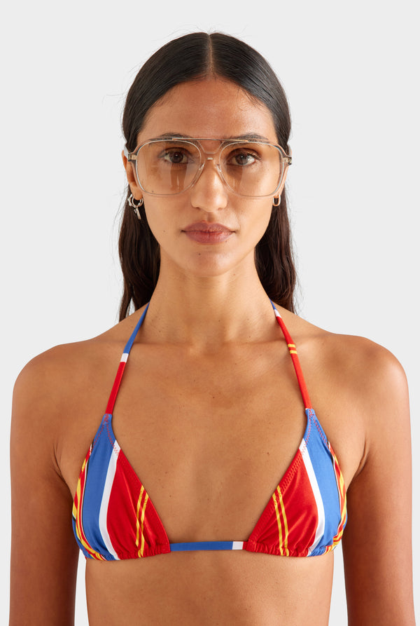 Triangle Bikini - Red/Blue/Yellow Stripe