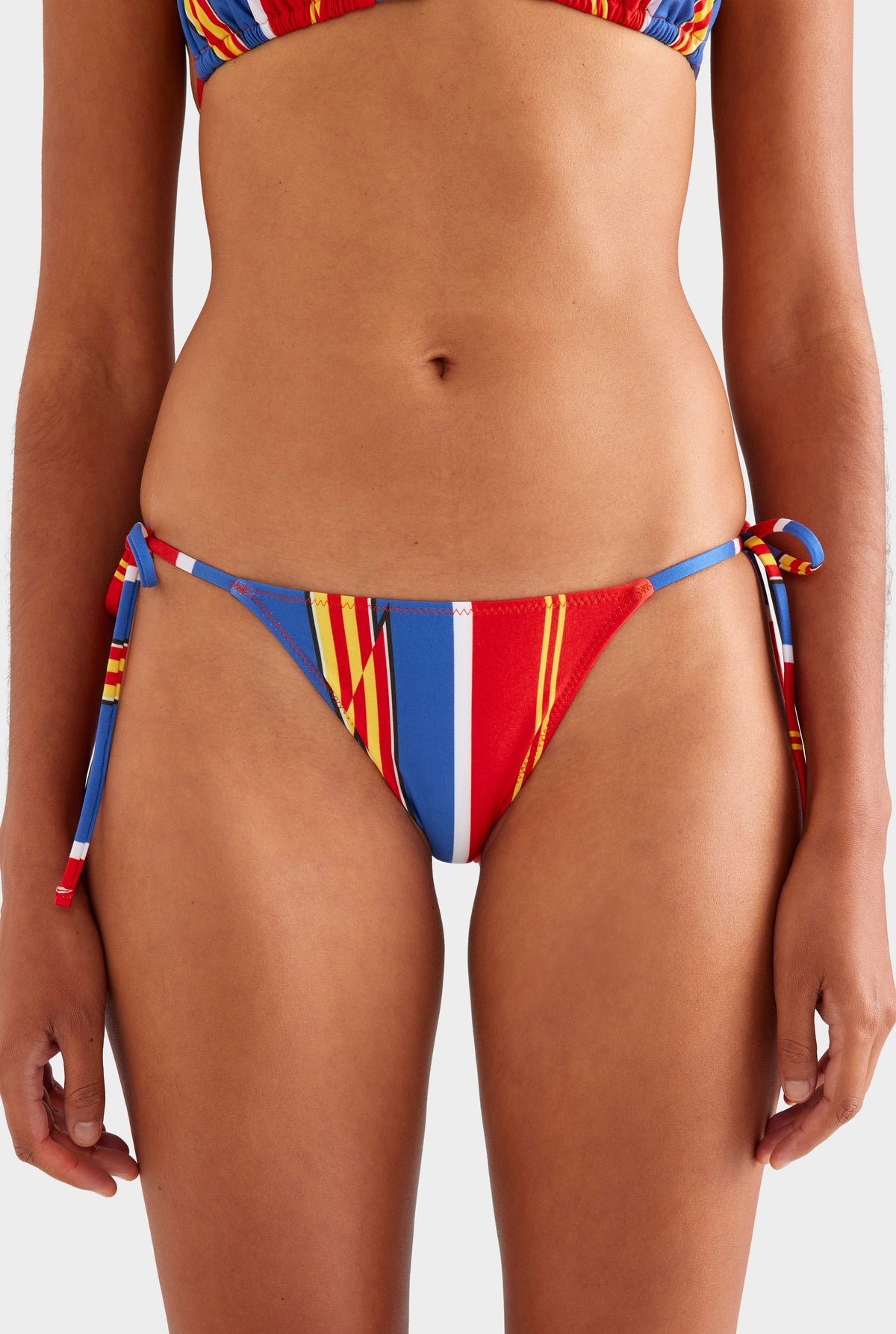 Tie Side Bikini Brief - Red/Blue/Yellow Stripe