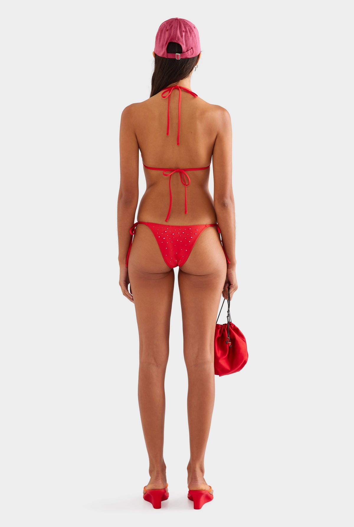 Triangle Bikini - Red/Hotfix Crystals