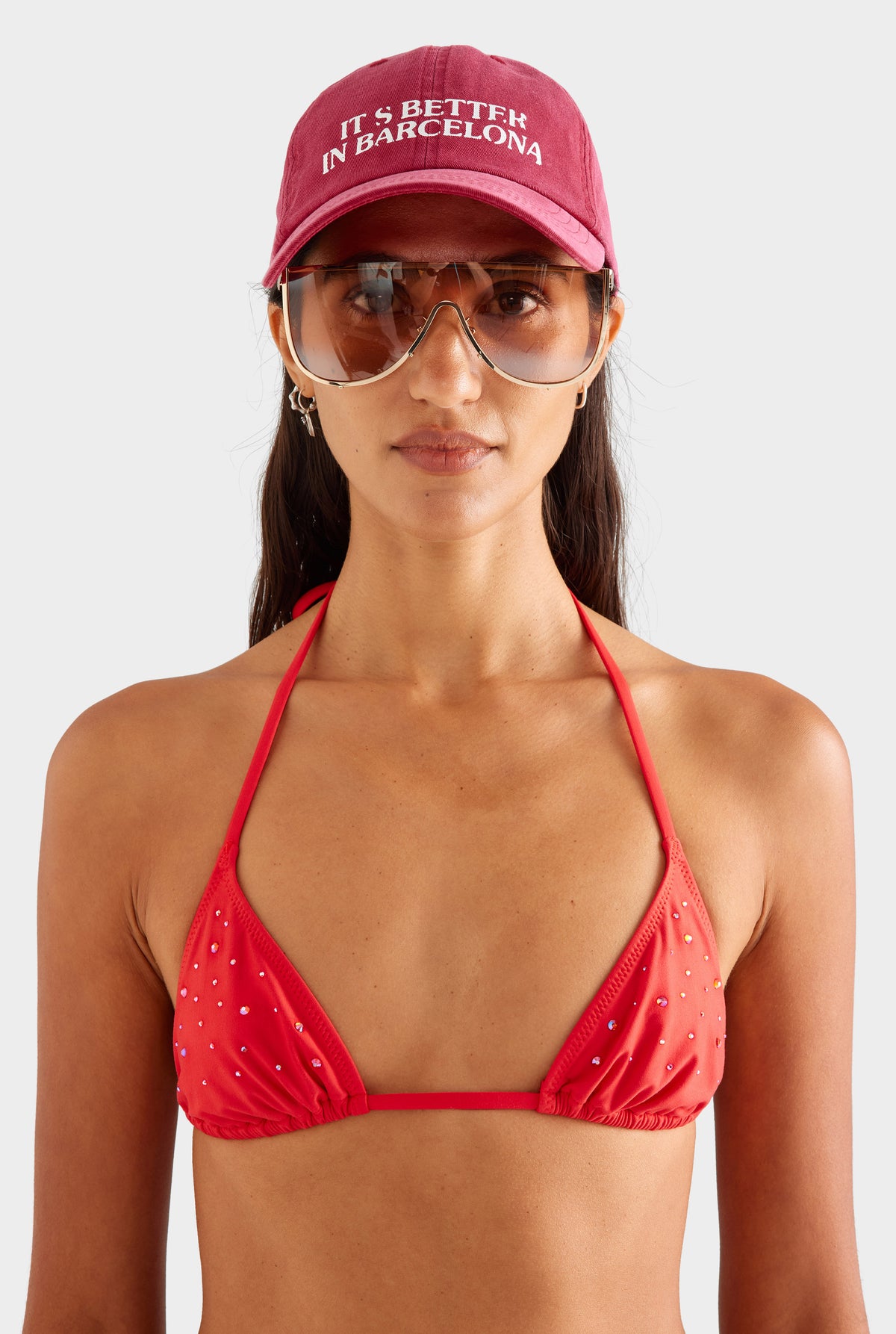 Triangle Bikini - Red/Hotfix Crystals