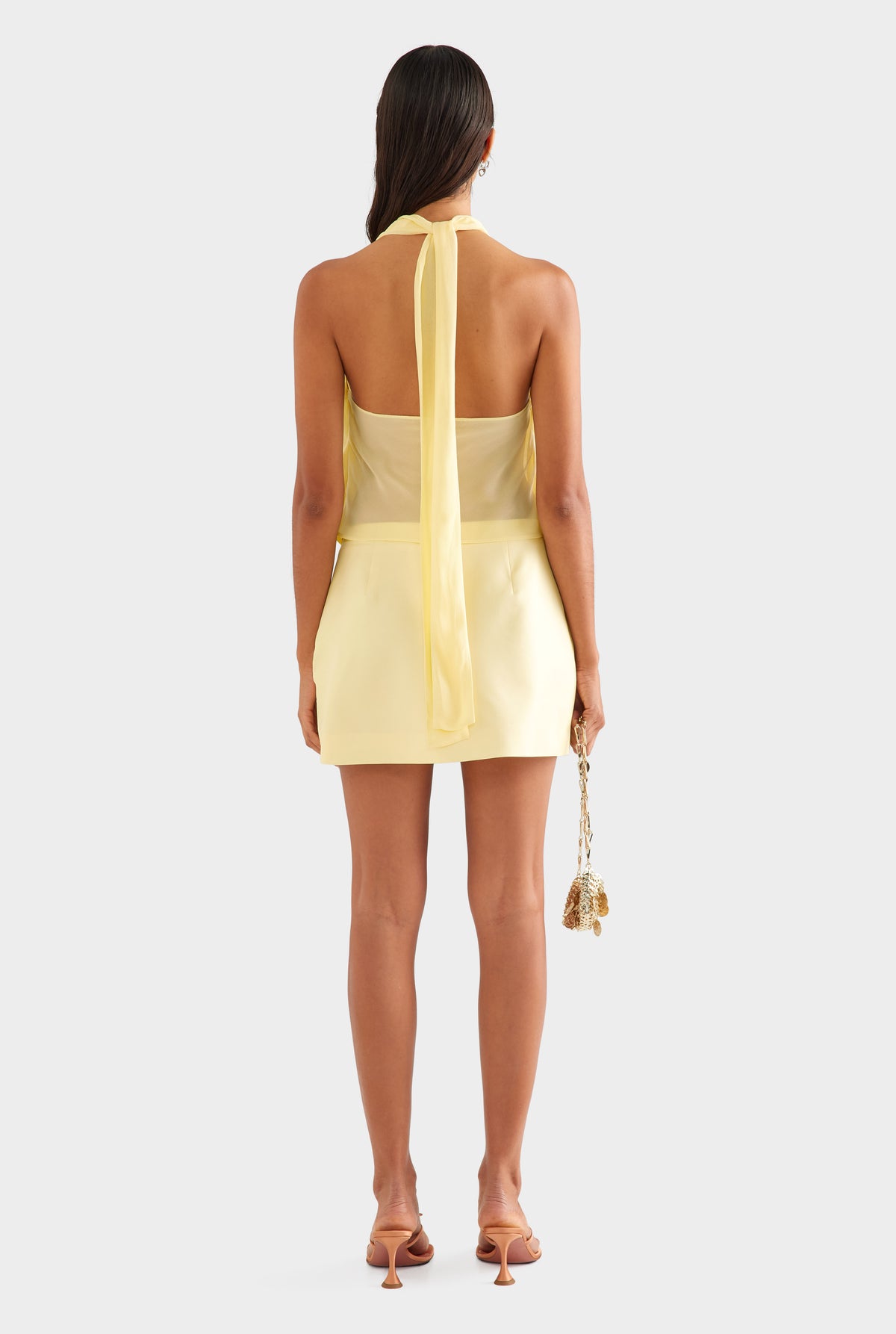 Silk Twist Plunge Top - Pastel Yellow