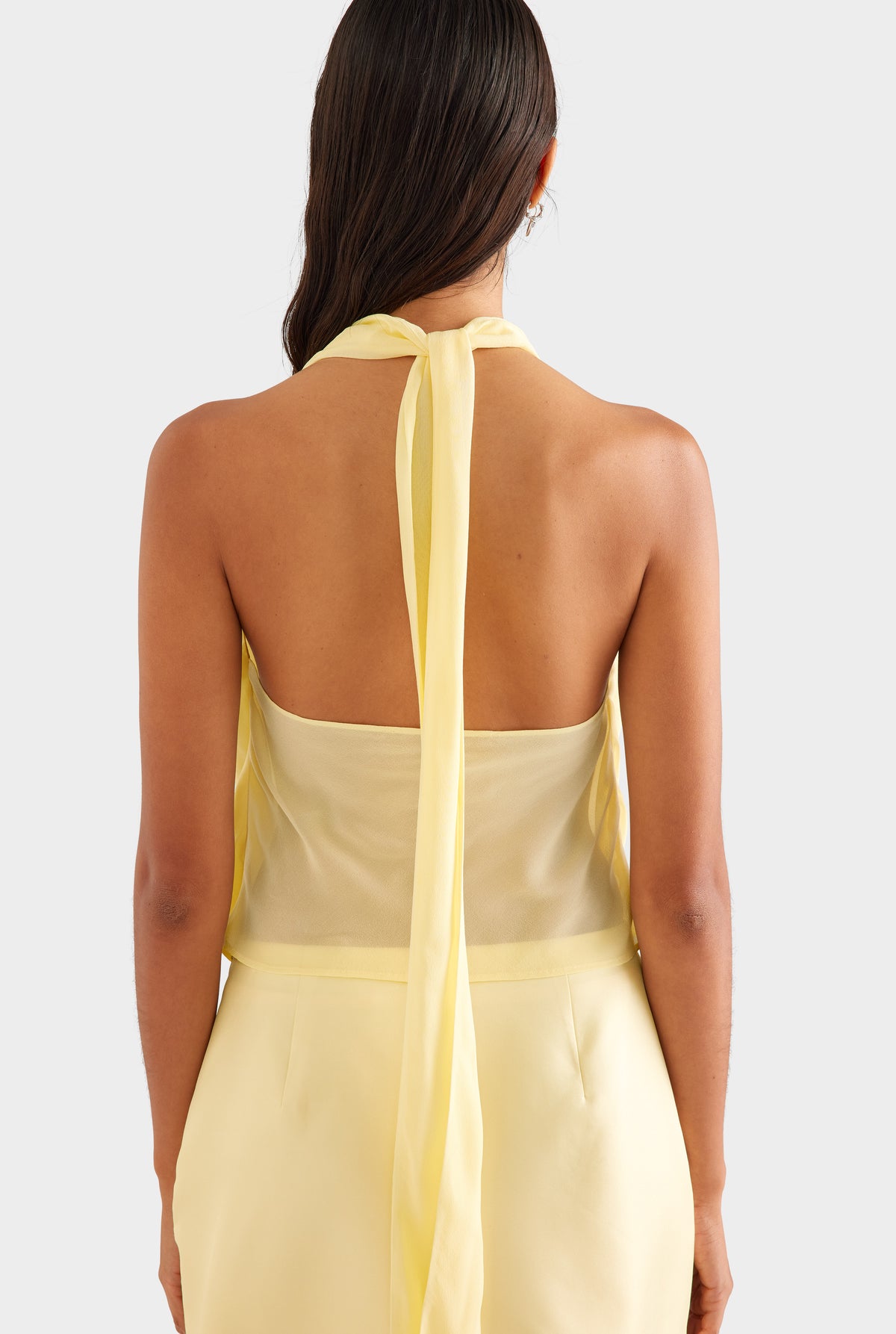 Silk Twist Plunge Top - Pastel Yellow