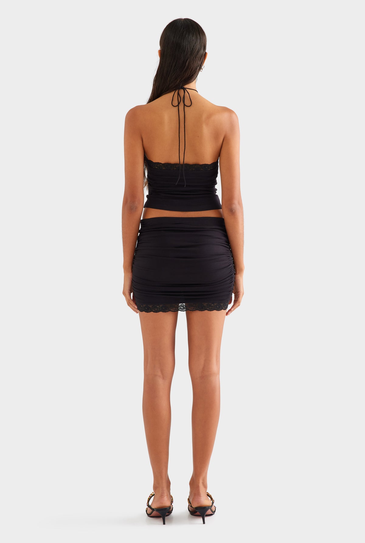 Lace Trim Halter - Black