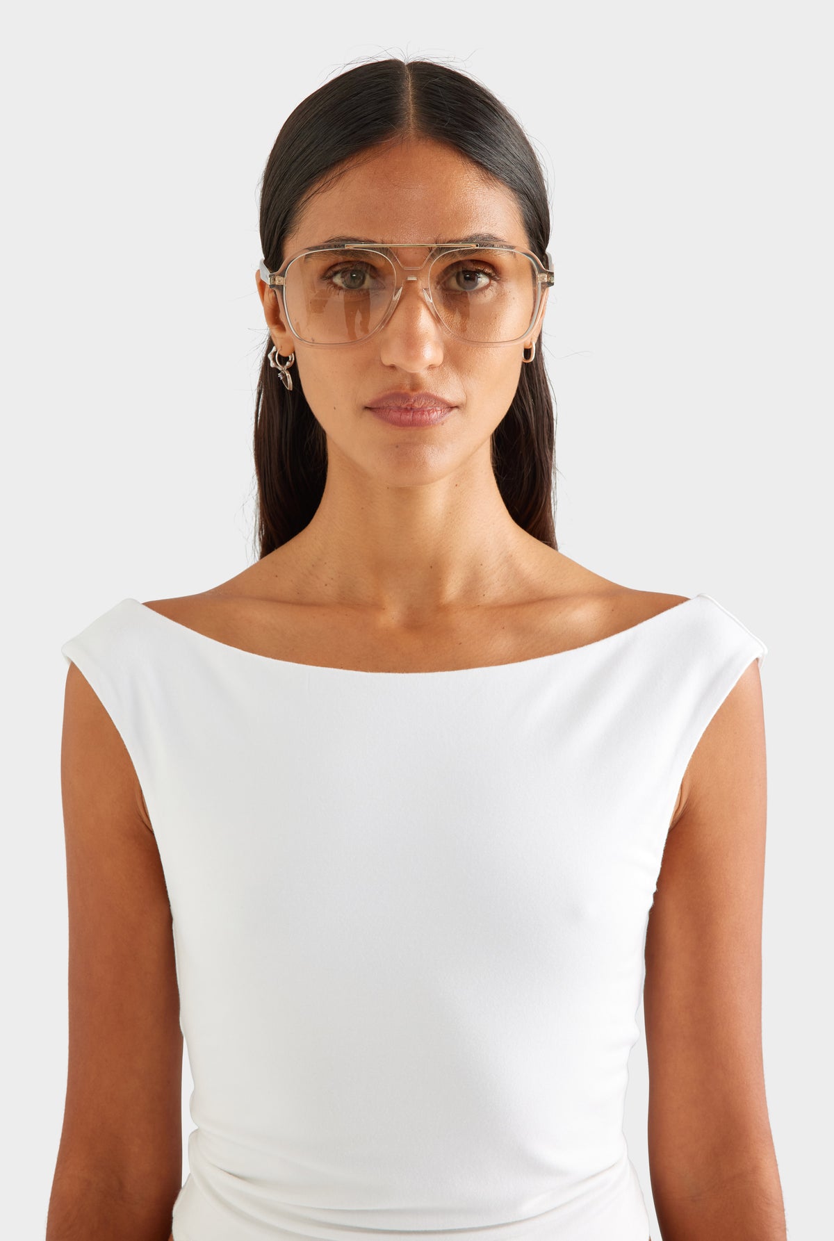 Twist Back Boat Neck Top - White