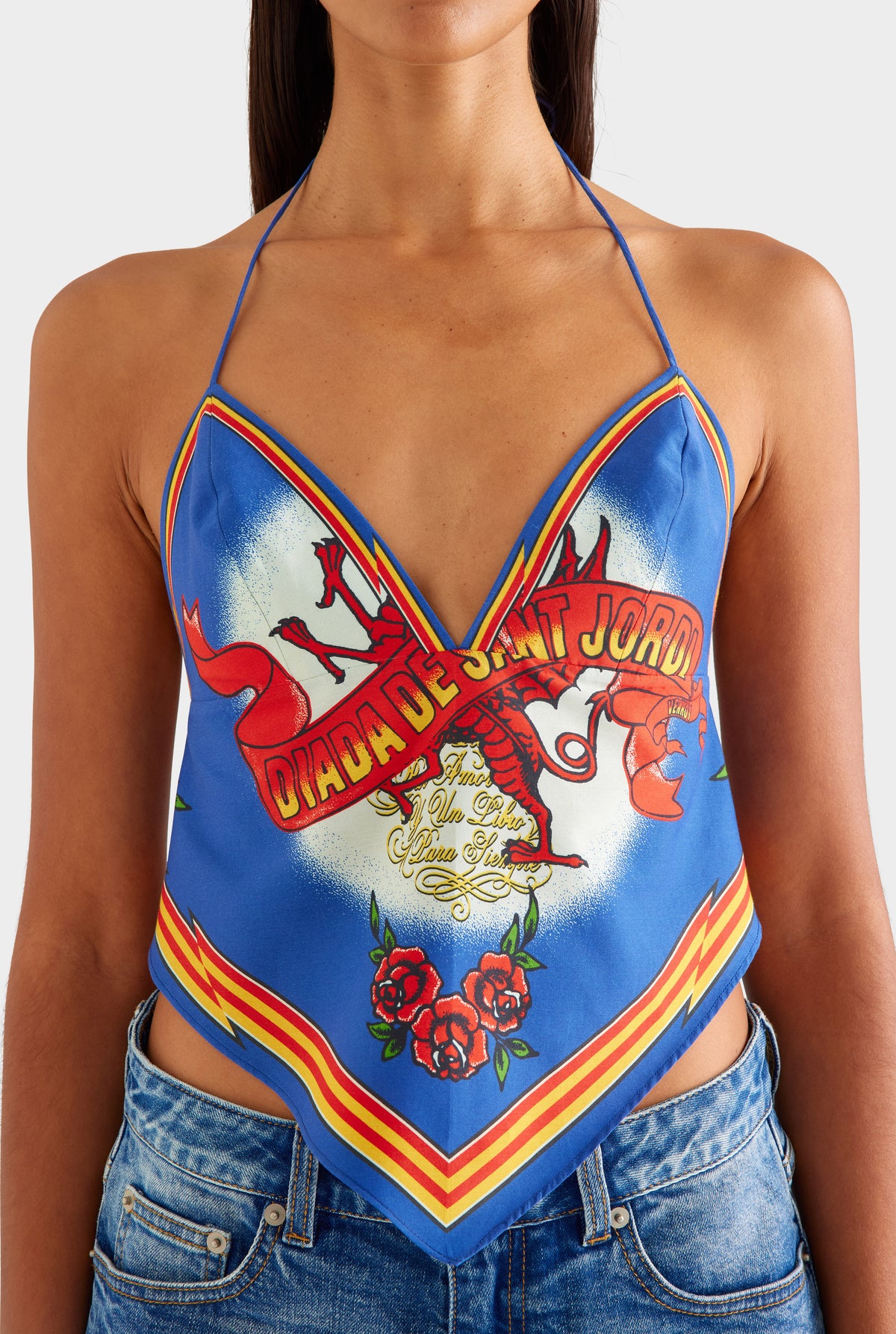 Cotton Halter Scarf Top - Diada de Sant Jordi