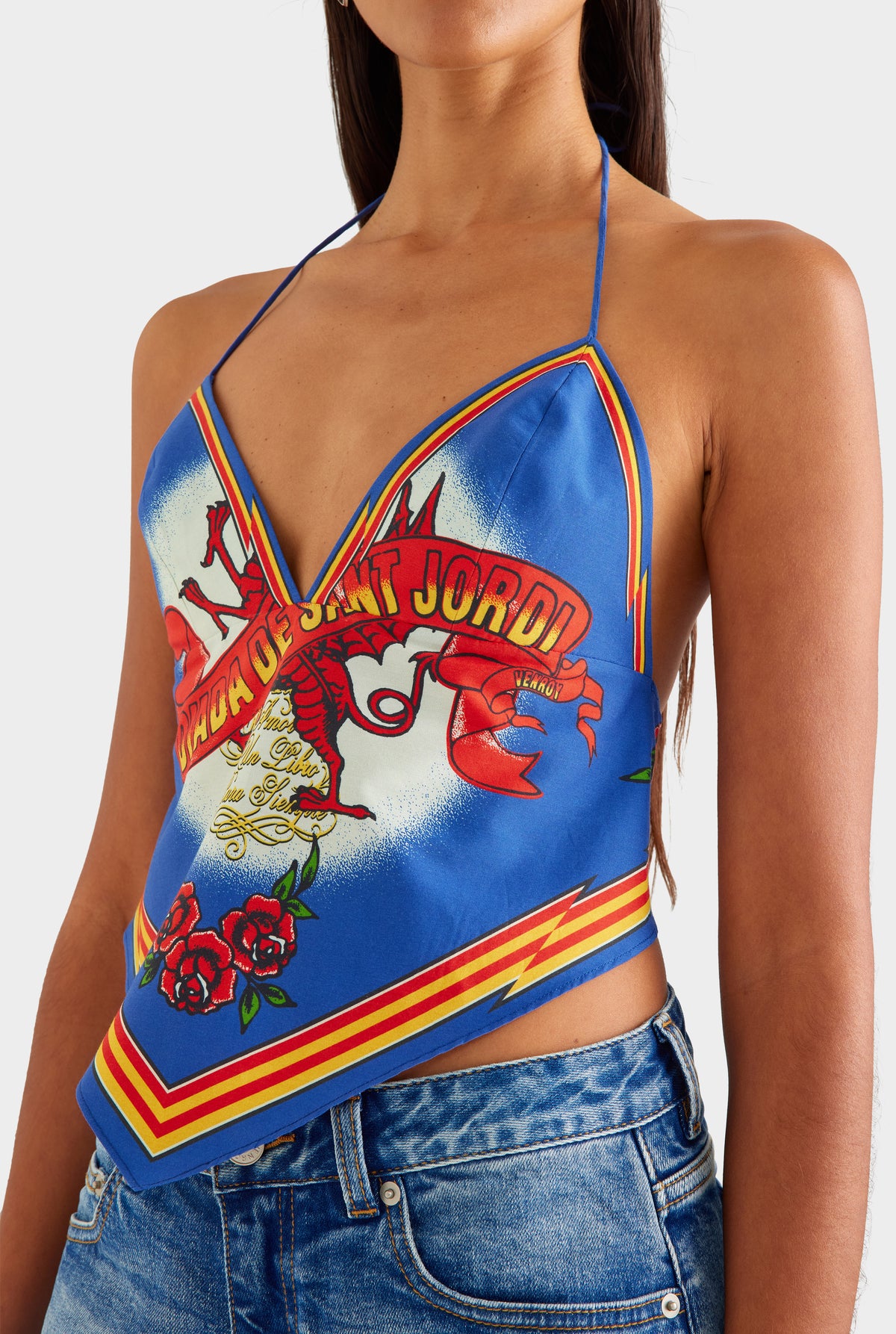 Cotton Halter Scarf Top - Diada de Sant Jordi