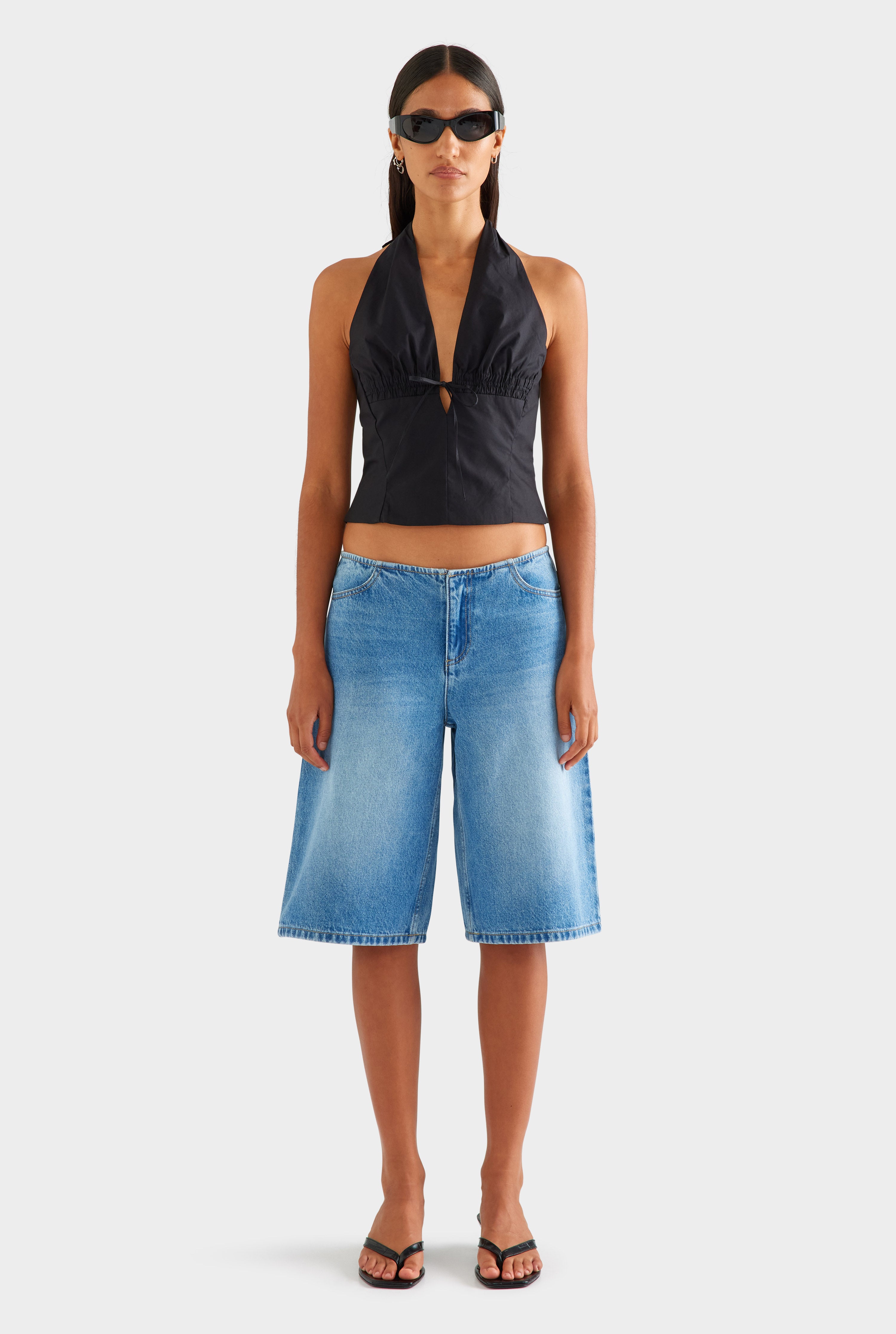 Low Rise Denim Bermuda - Mid Indigo