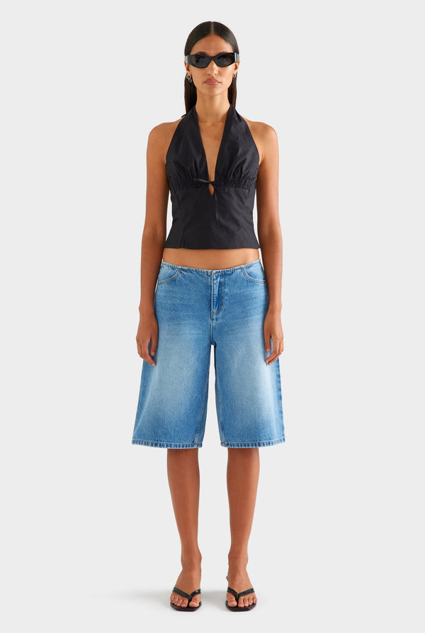 Low Rise Denim Bermuda - Mid Indigo